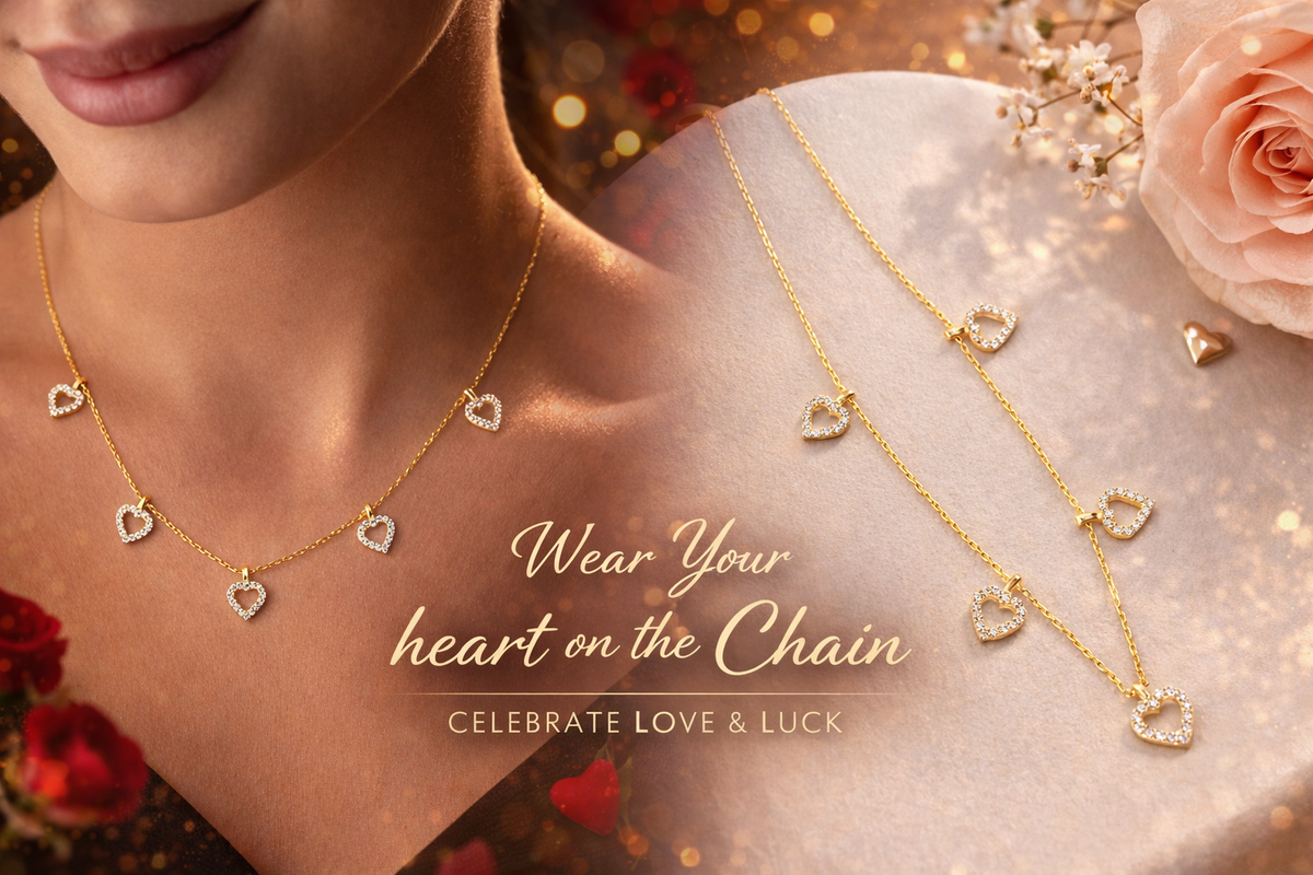 Pave Open Heart Charm Necklace