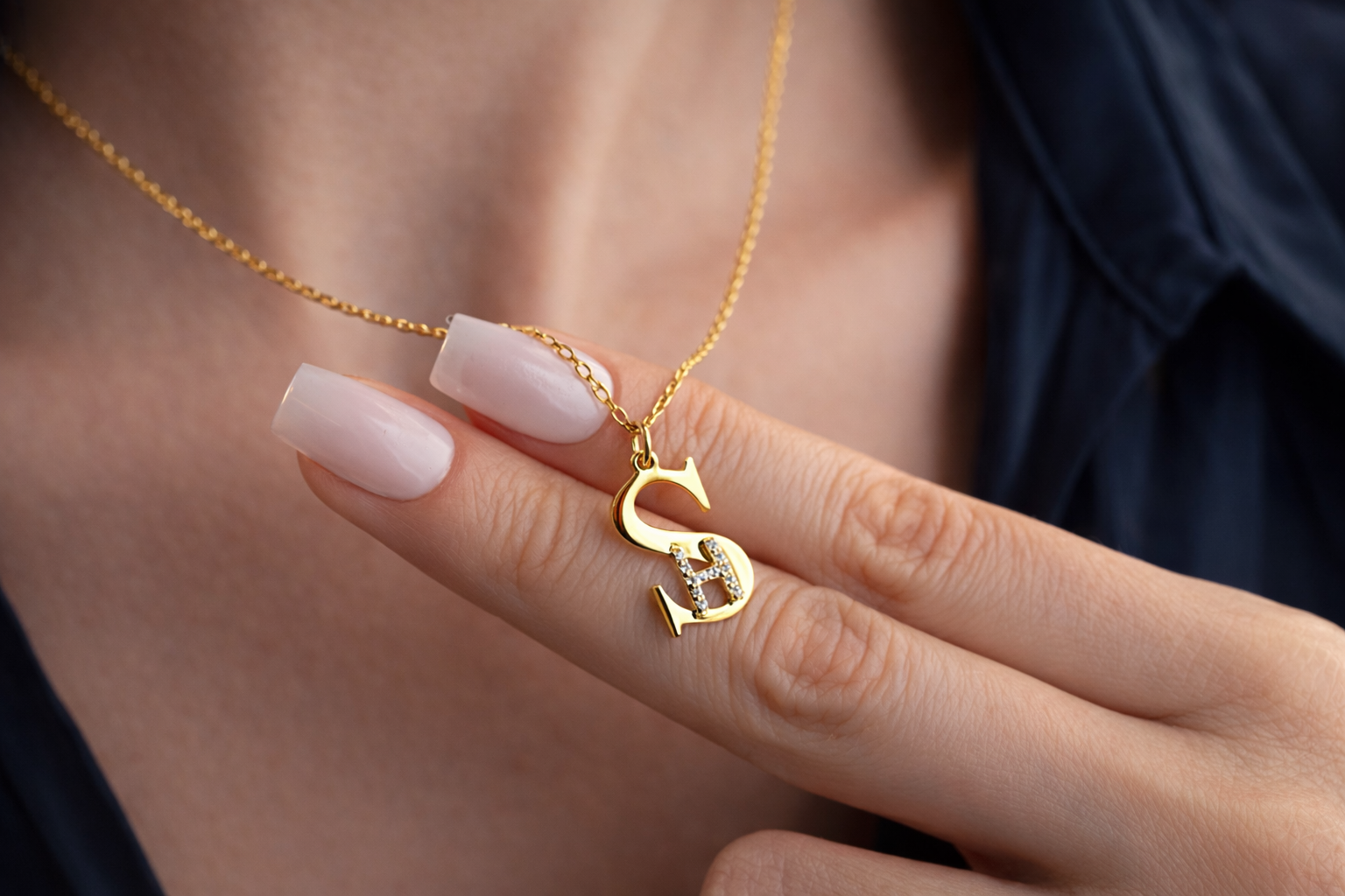 Custom Two Initial Pave Necklace