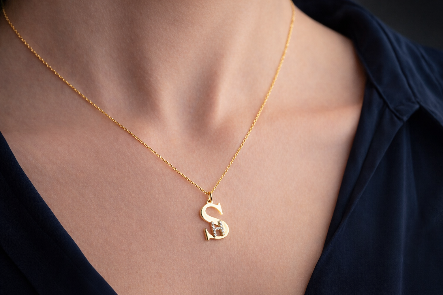 Custom Two Initial Pave Necklace