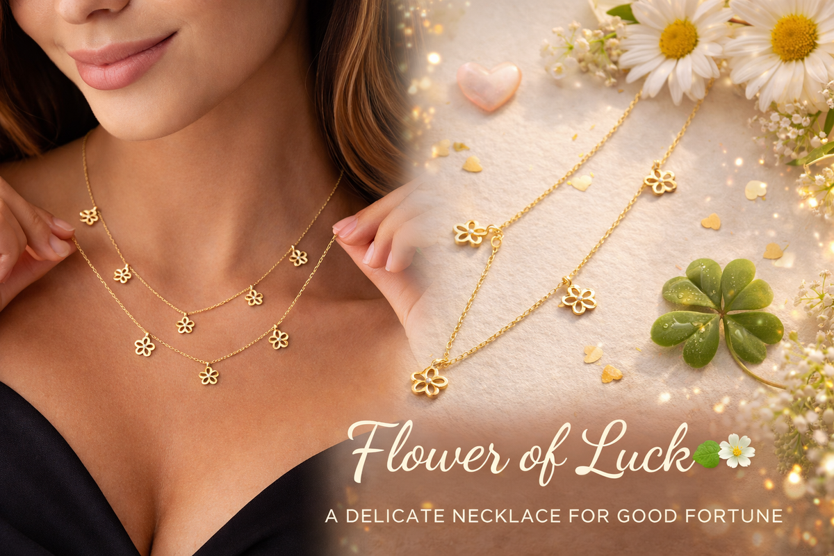 Flower Station Necklace in Gold