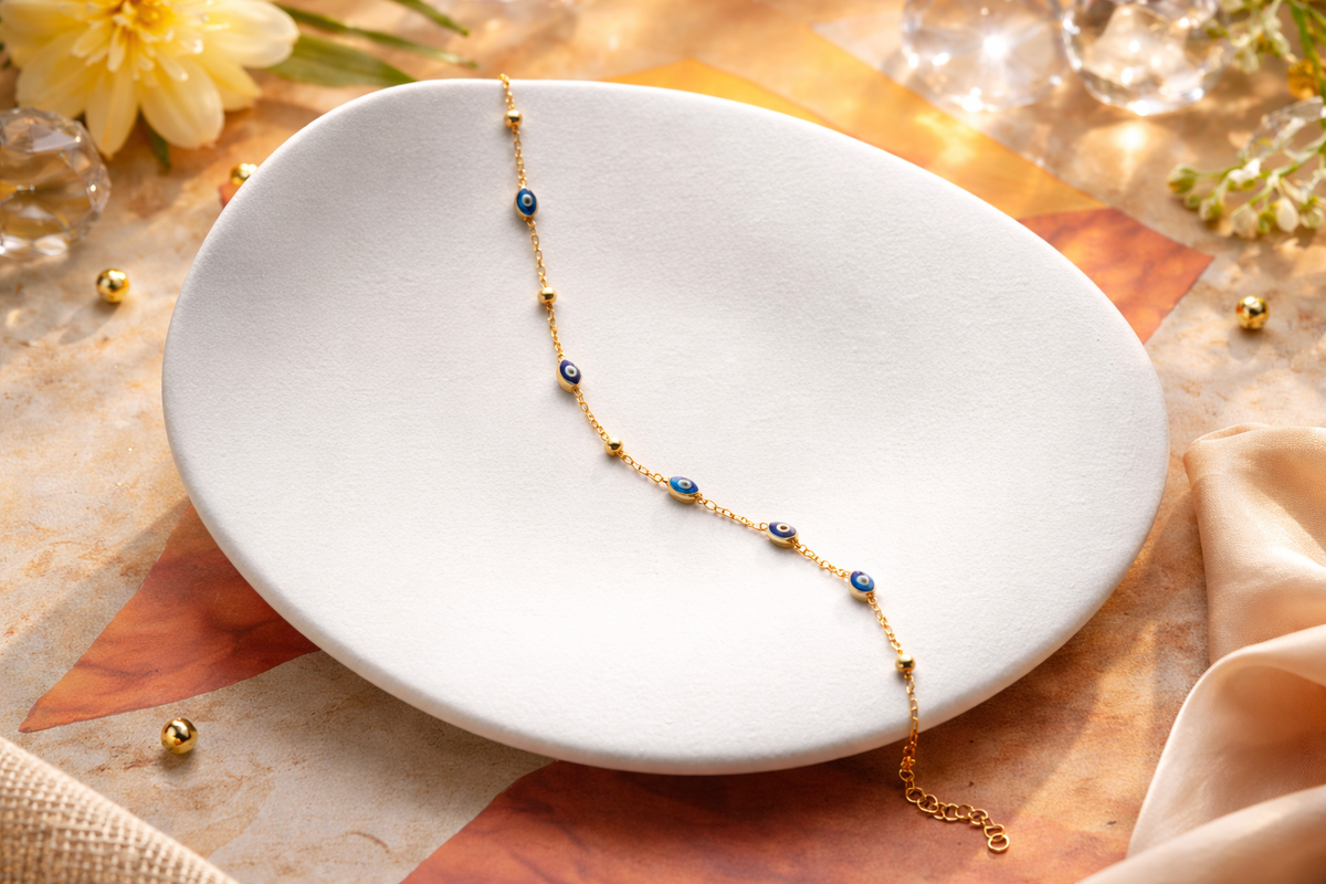 Evil Eye Charm Gold Anklet