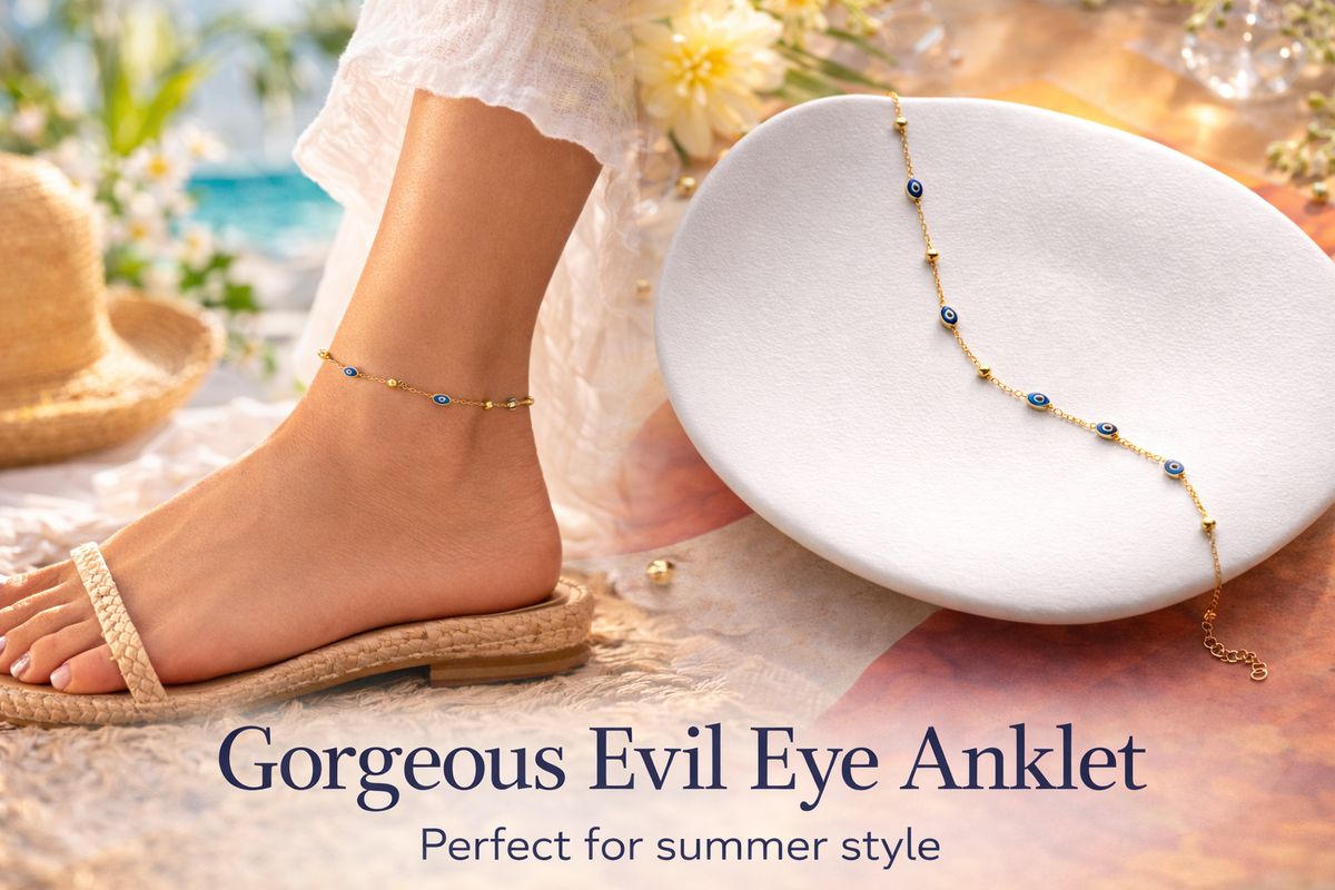 Evil Eye Charm Gold Anklet