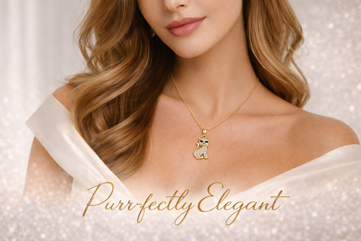 Pave Crystal Cat Pendant Necklace