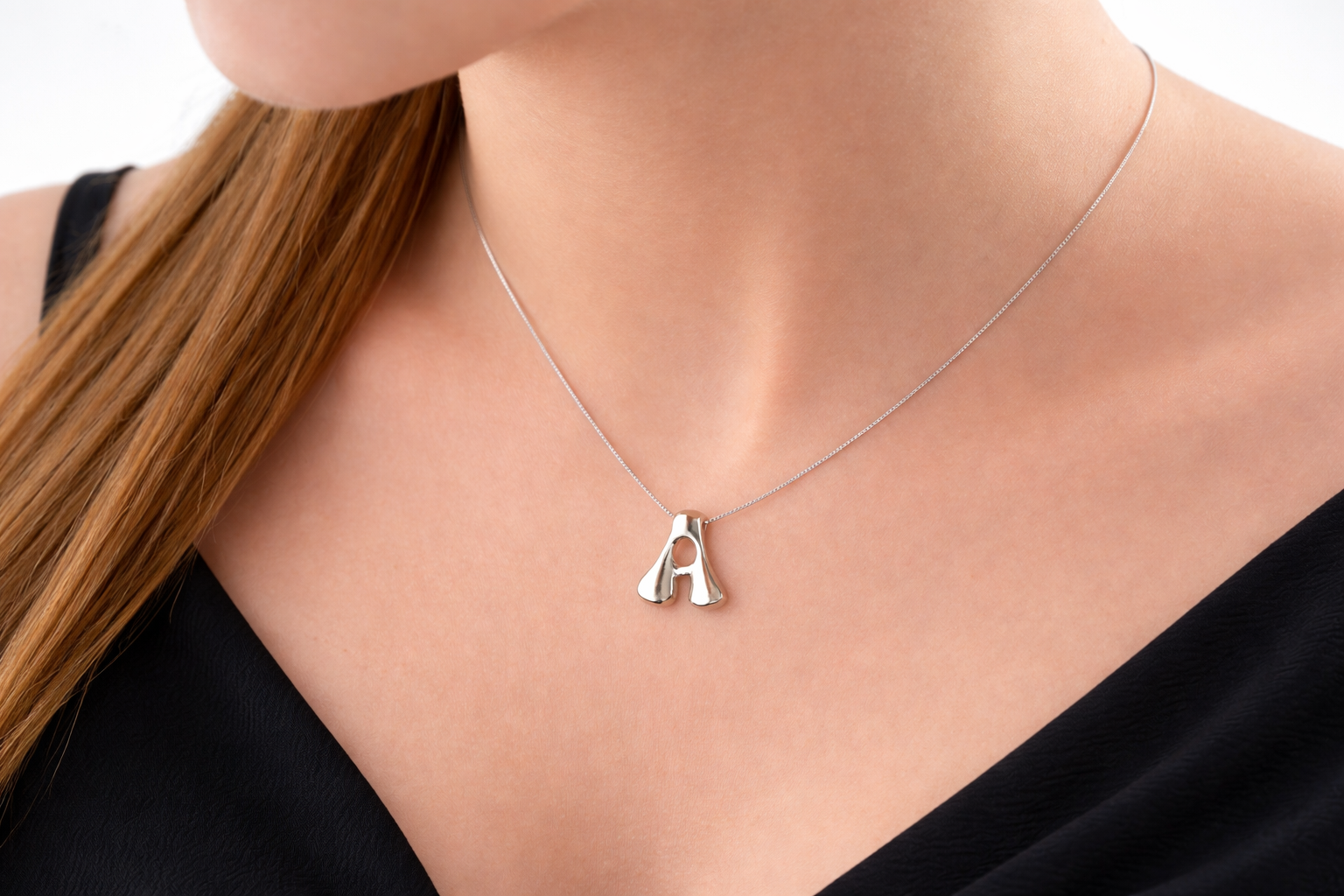 Custom Bubble Letter Initial Necklace