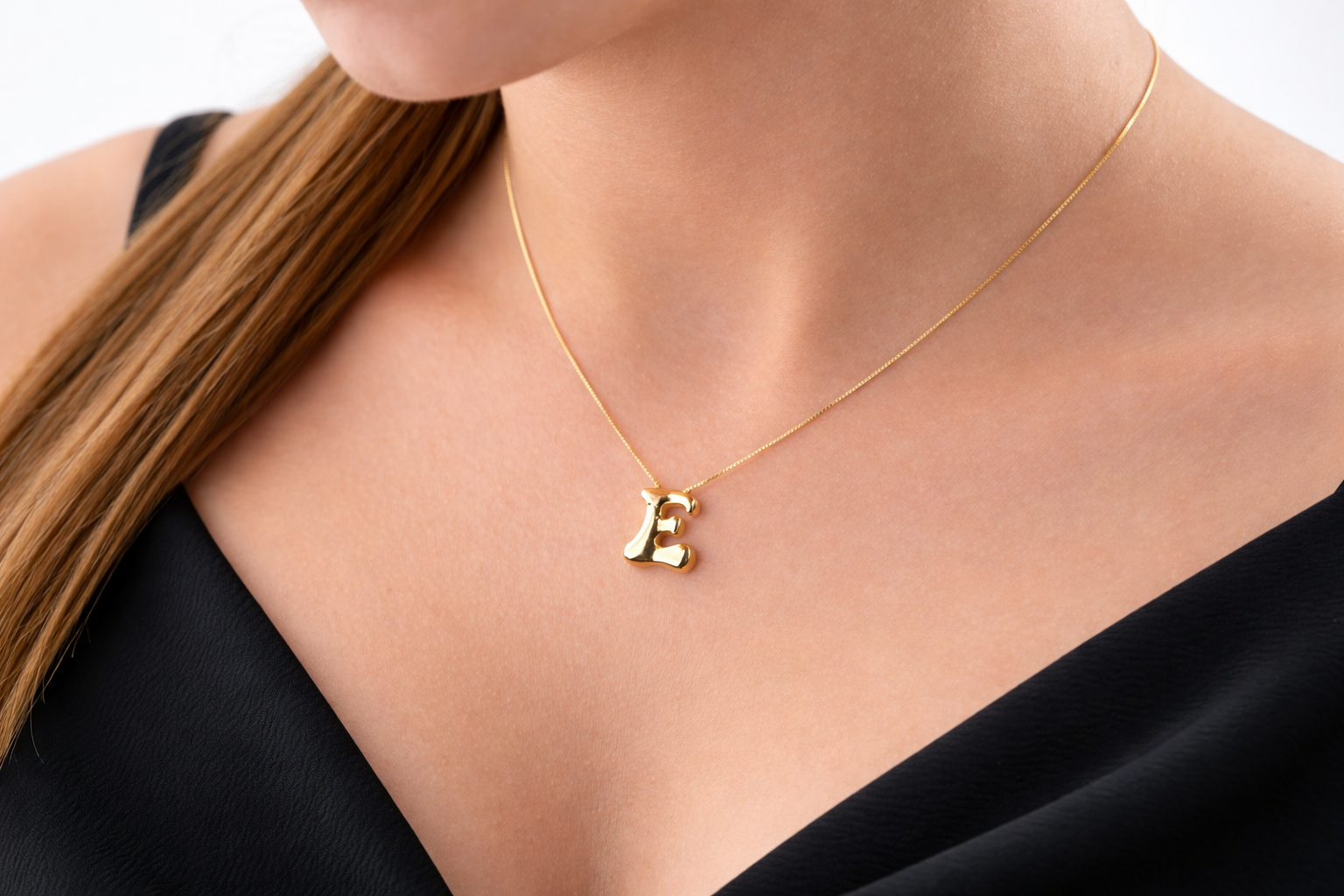Custom Bubble Letter Initial Necklace