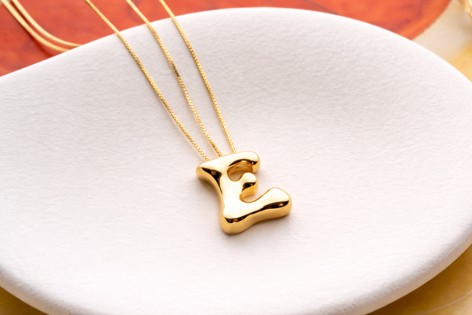 Custom Bubble Letter Initial Necklace