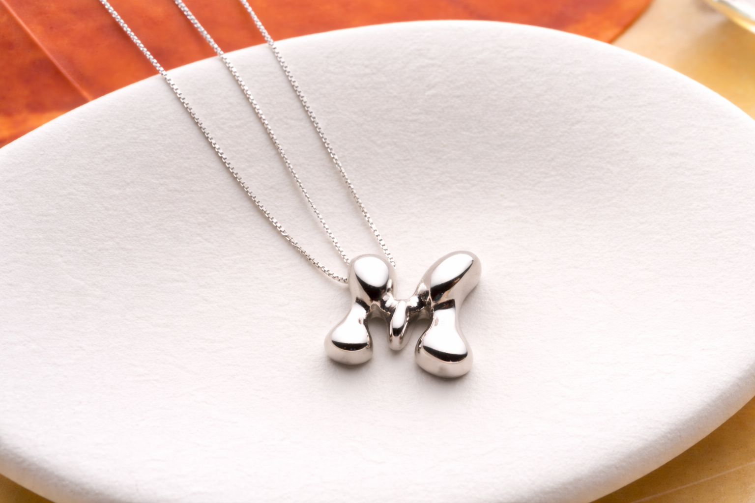 Custom Bubble Letter Initial Necklace