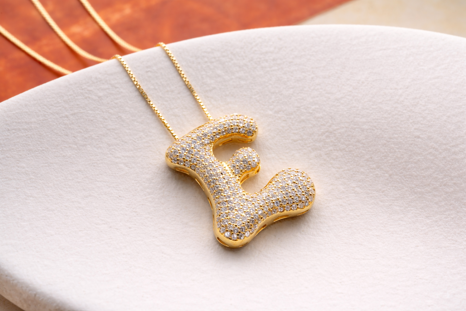 3D Pave Bubble Letter Name Necklace