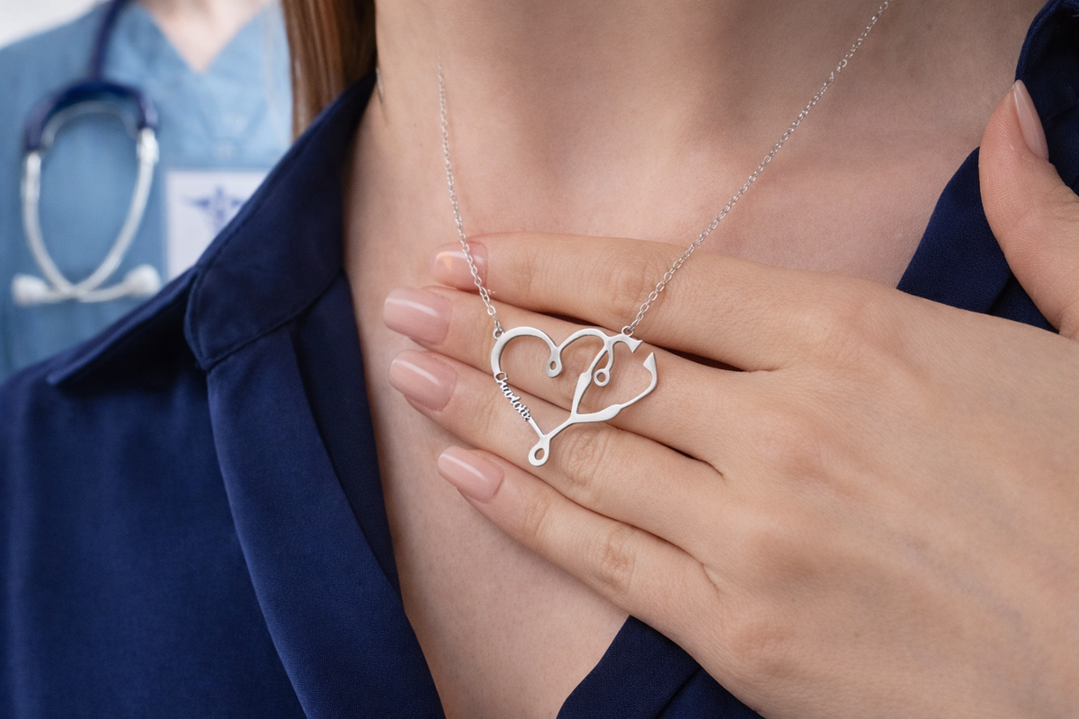 Stethoscope Heart Pendant Necklace