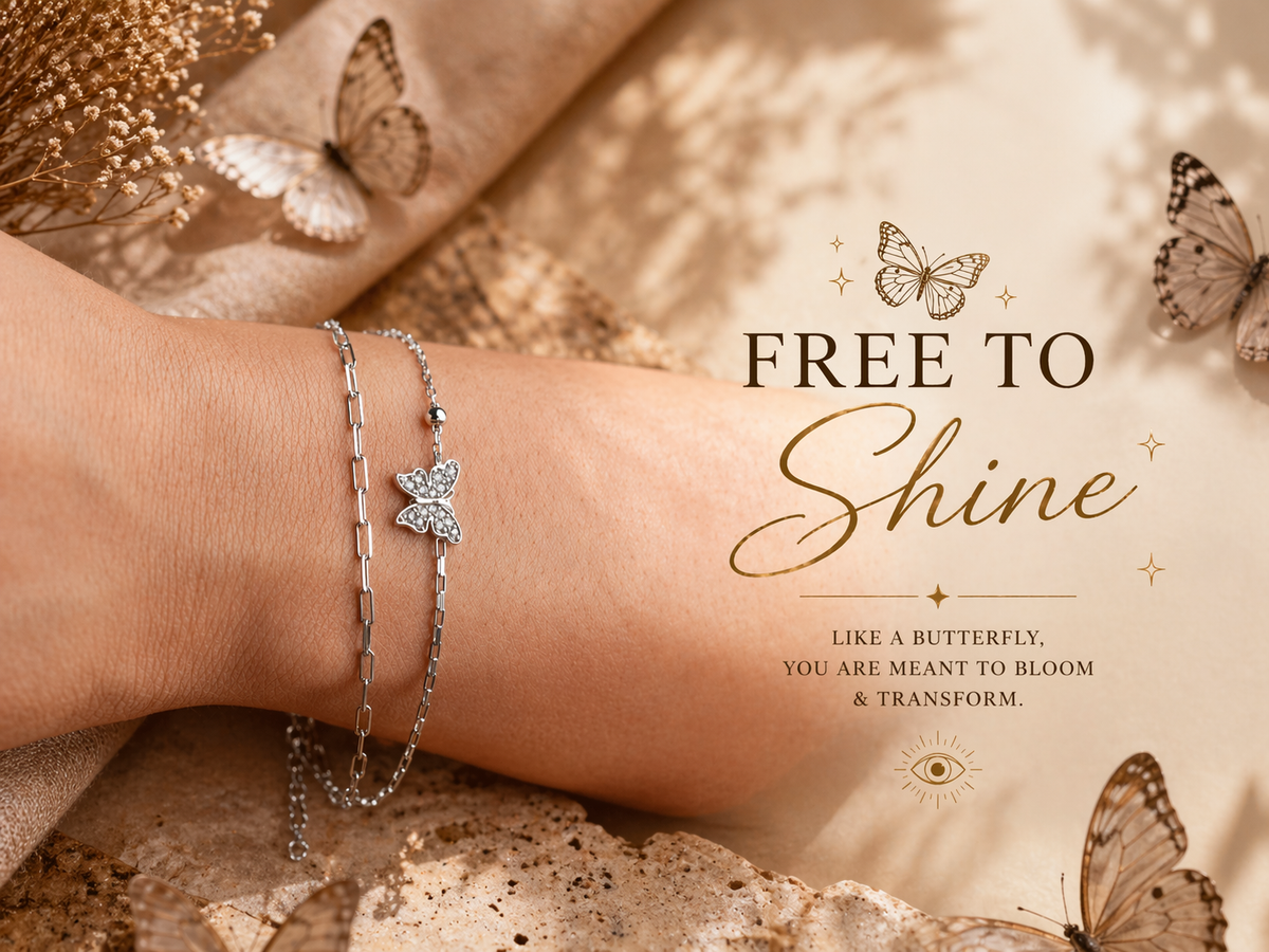 Pave Butterfly Layered Chain Bracelet in Silver