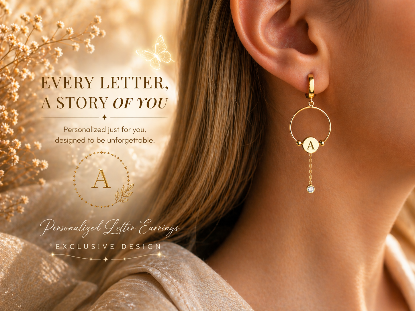 Custom Initial Disc Hoop Earrings