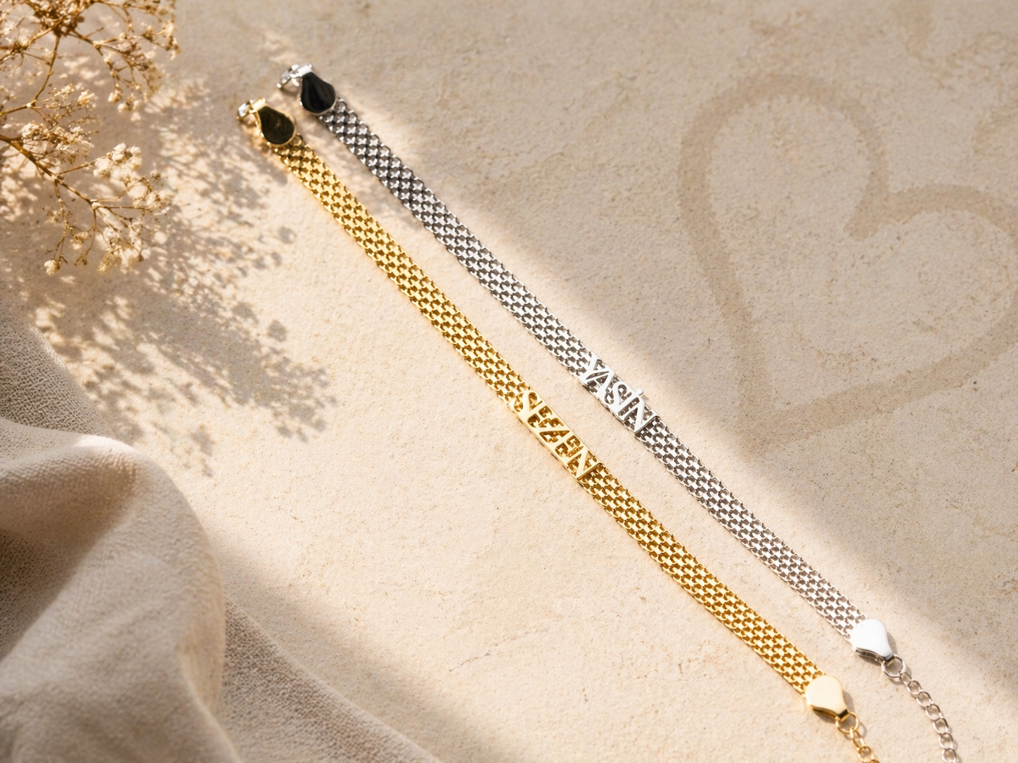 Personalized Couple's Name Chain Bracelets