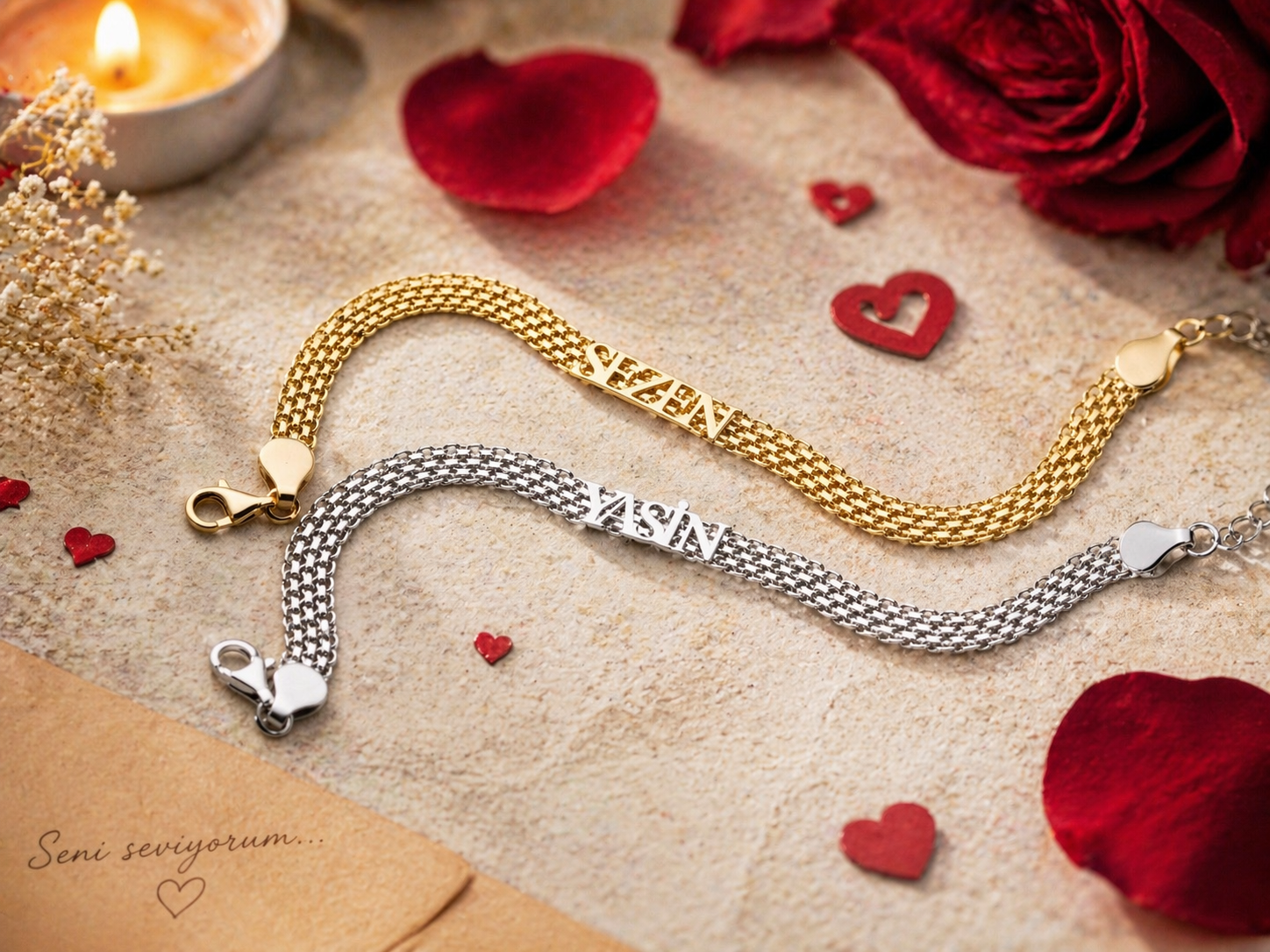 Personalized Couple's Name Chain Bracelets