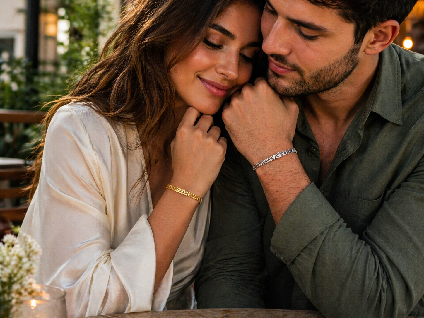 Matching His and Hers Name Bracelet Set