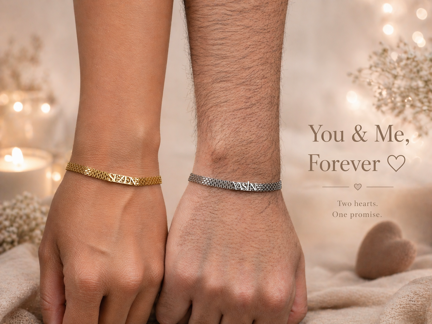 Personalized Couple's Name Chain Bracelets