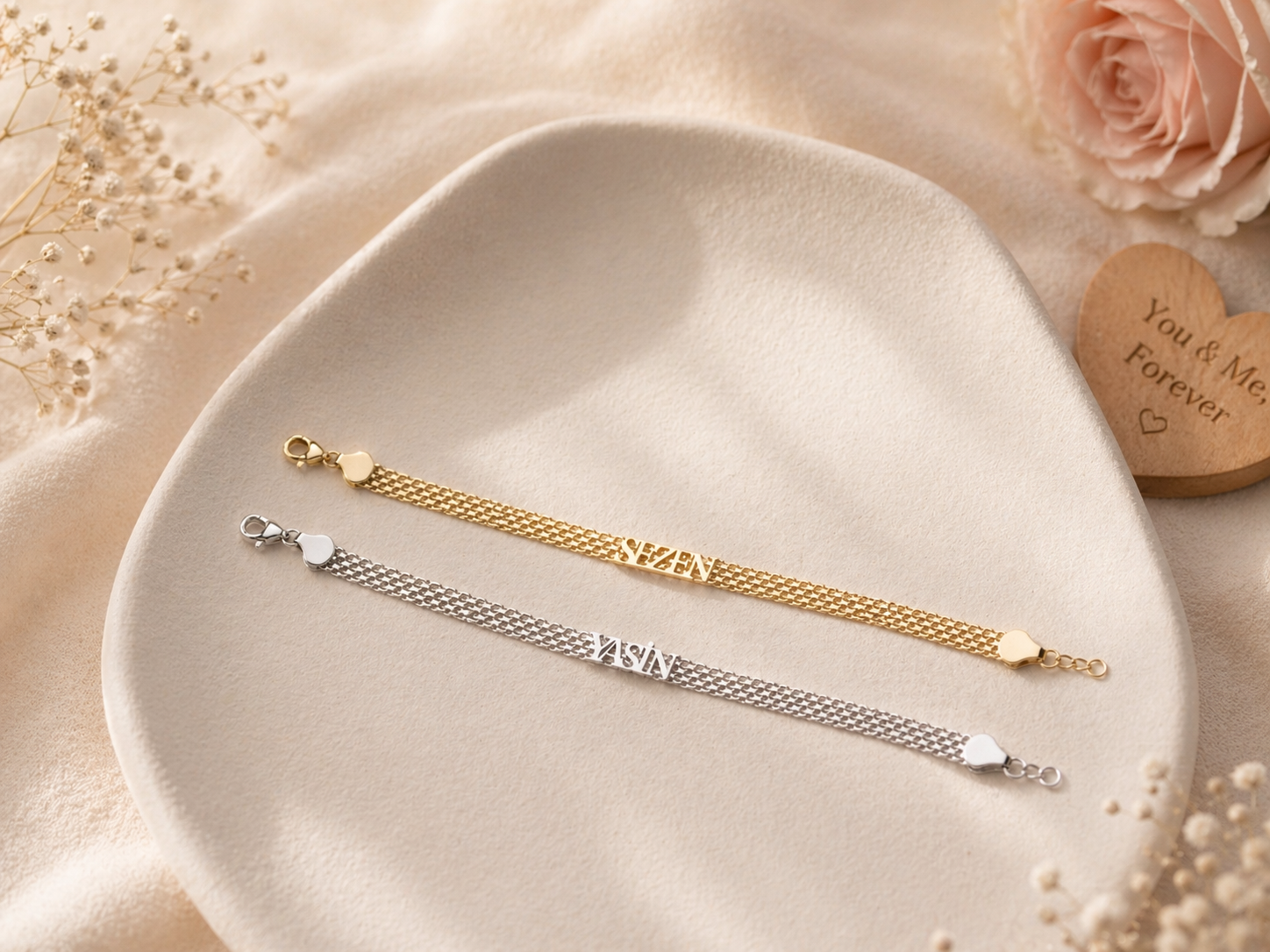 Personalized Couple's Name Chain Bracelets