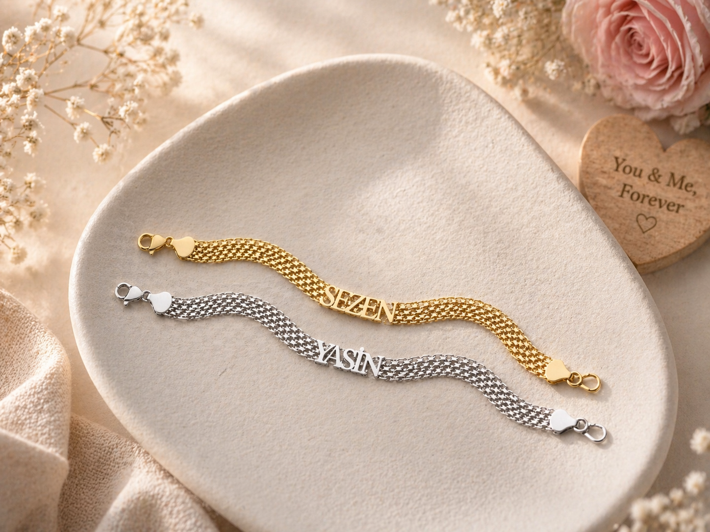 Personalized Couple's Name Chain Bracelets