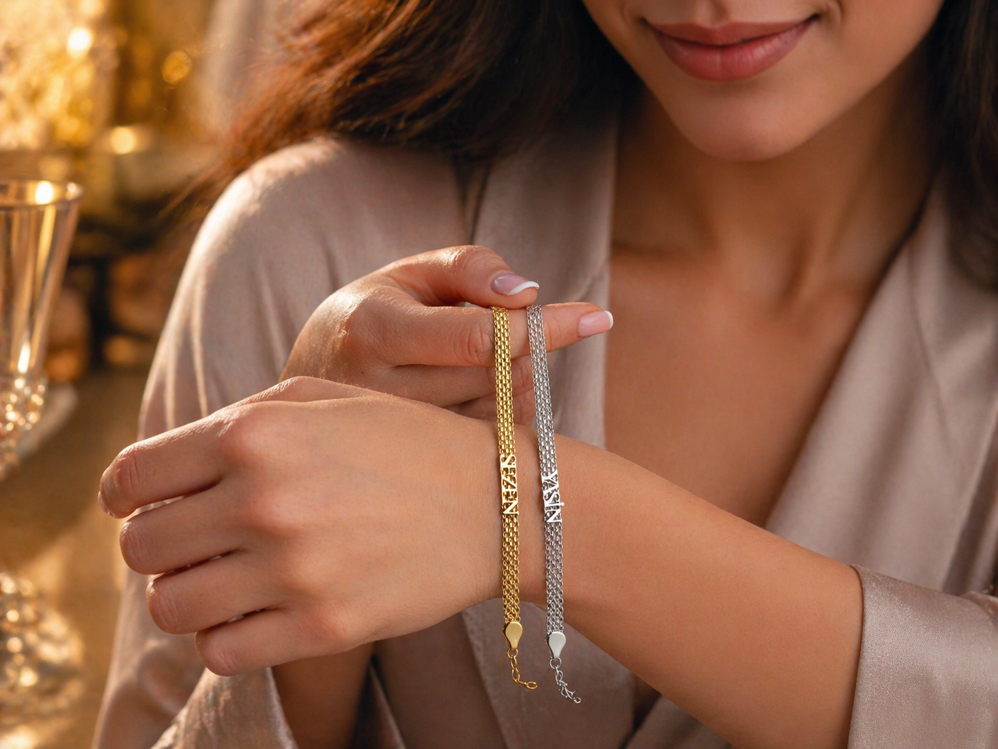 Personalized Couple's Name Chain Bracelets