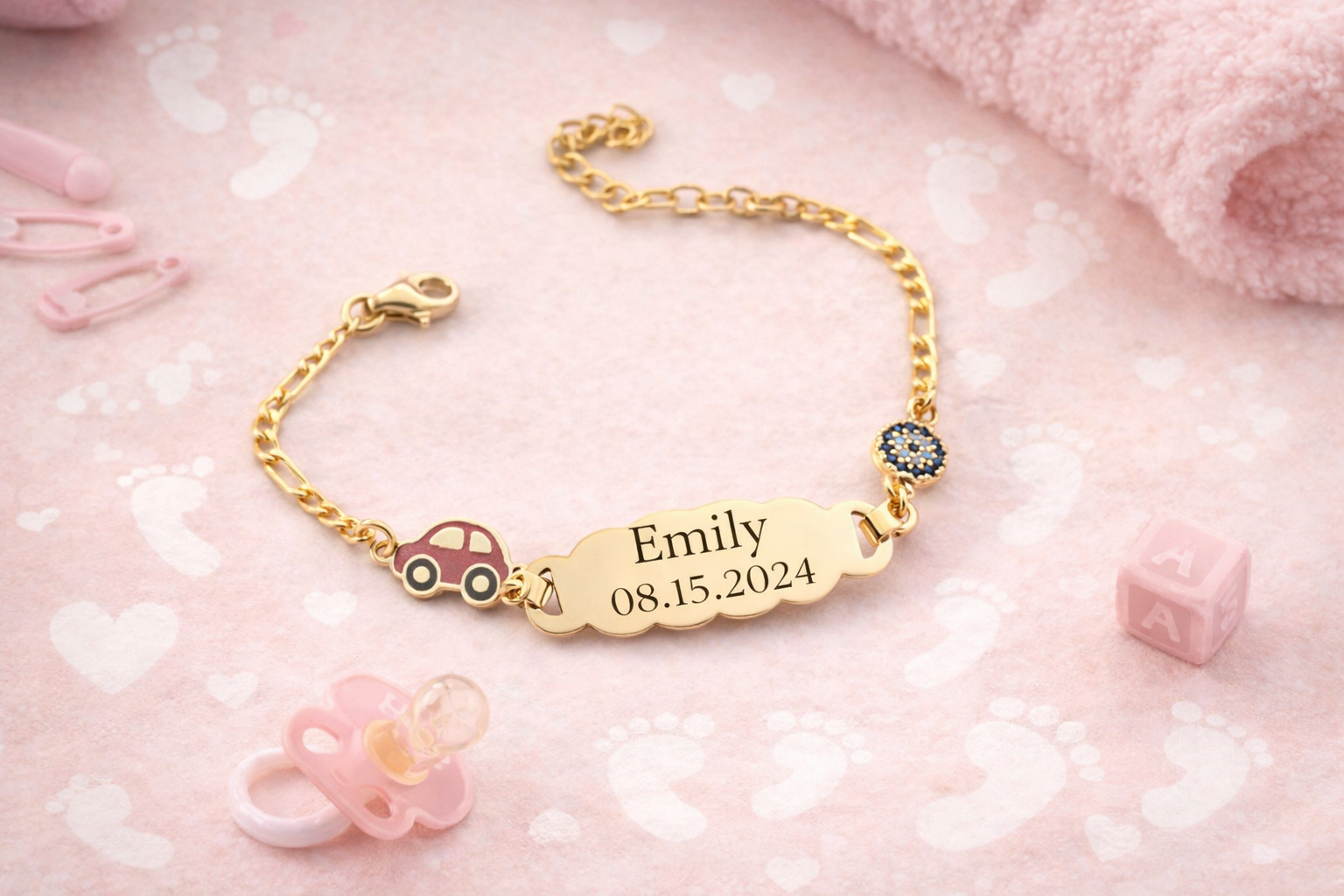 Custom Baby Car Charm ID Bracelet