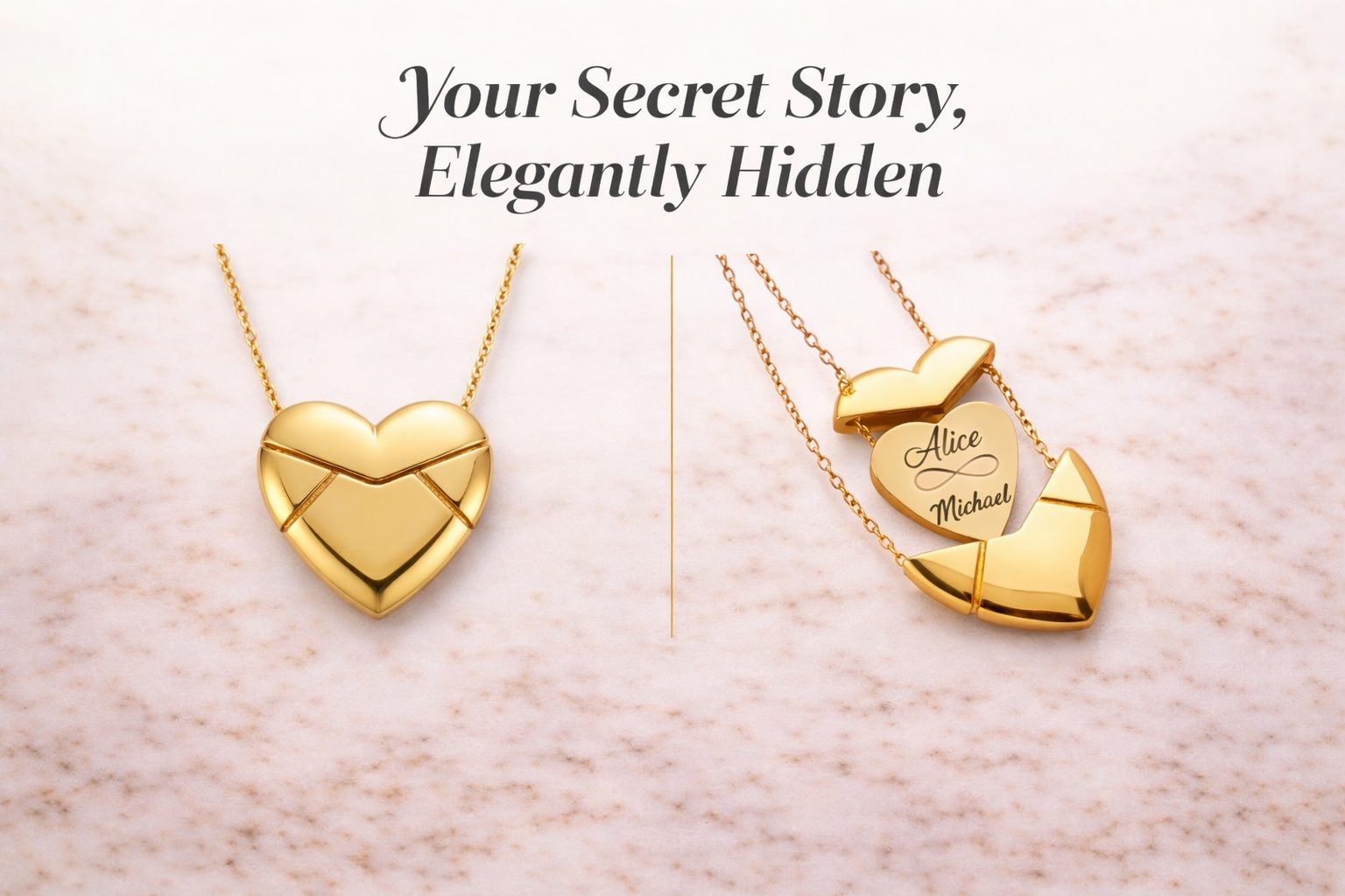 Custom Folding Heart Locket Necklace