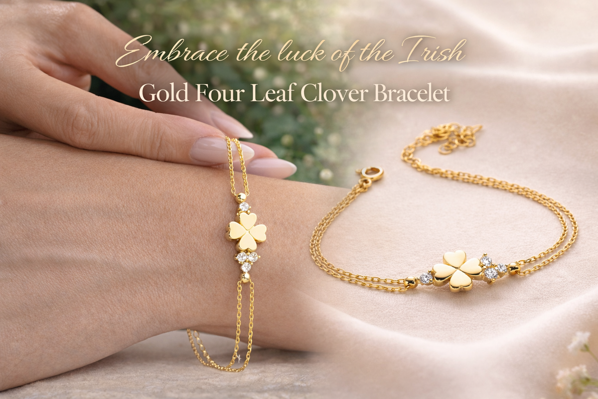 Four Leaf Clover Charm Bracelet in Gold