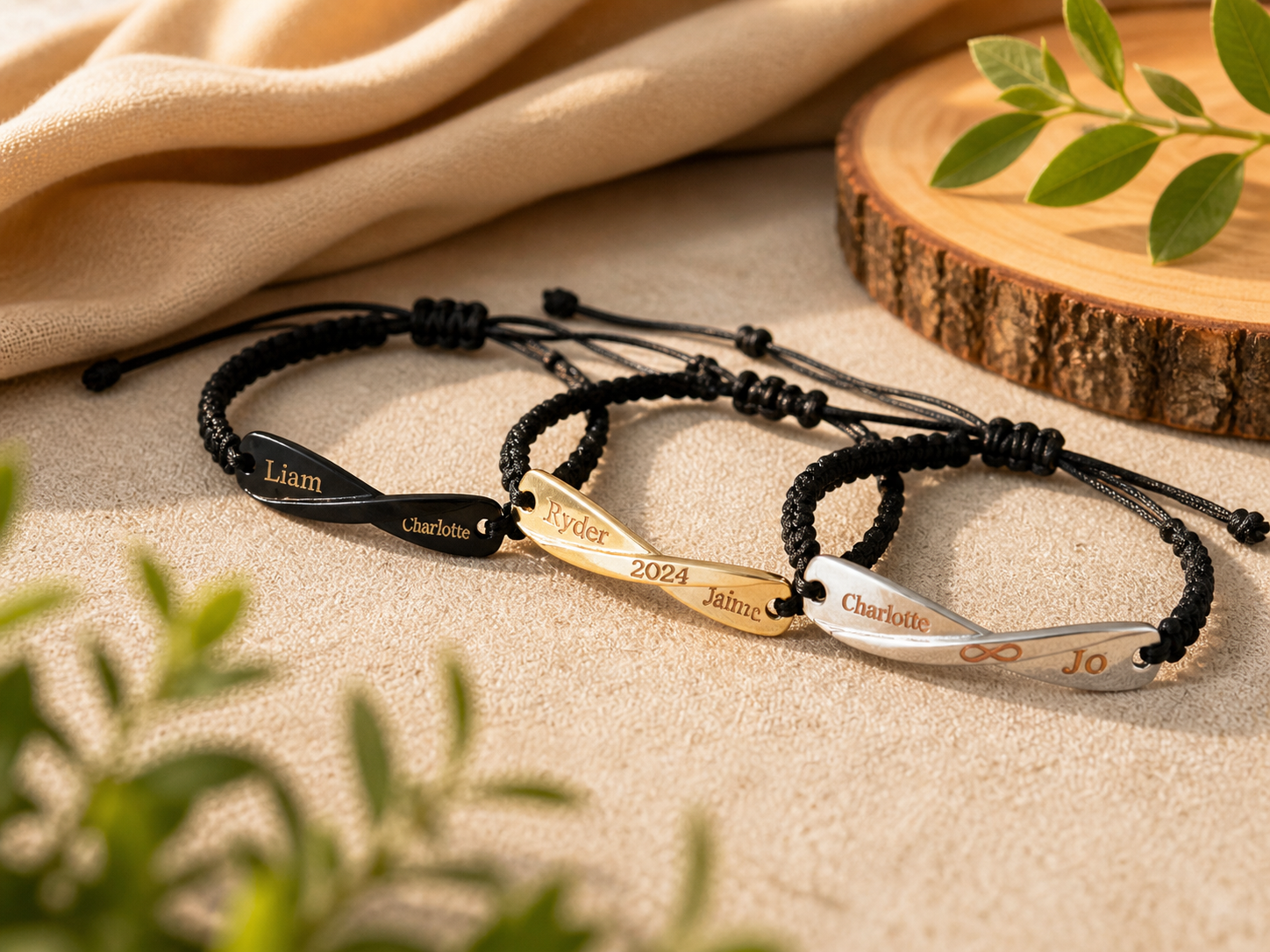 Custom Couple's Infinity Bar Bracelet