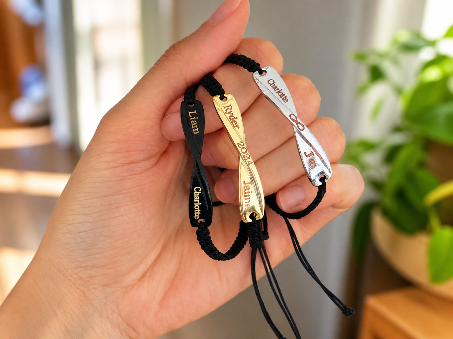 Custom Couple's Infinity Bar Bracelet