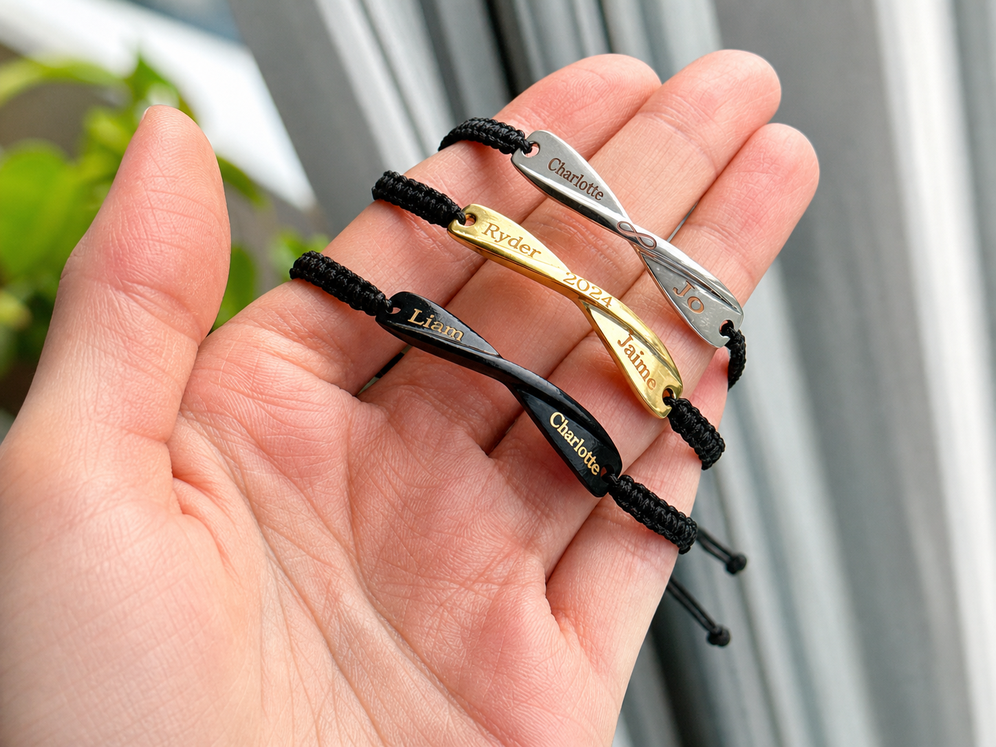 Custom Couple's Infinity Bar Bracelet