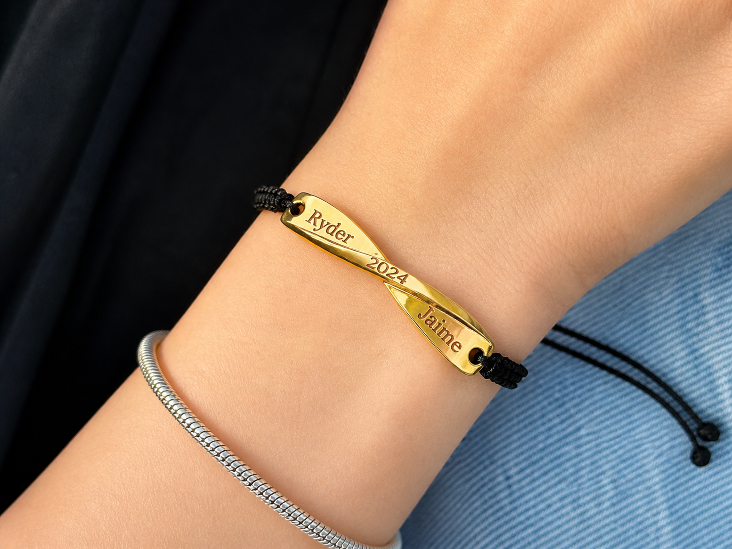 Custom Couple's Infinity Bar Bracelet