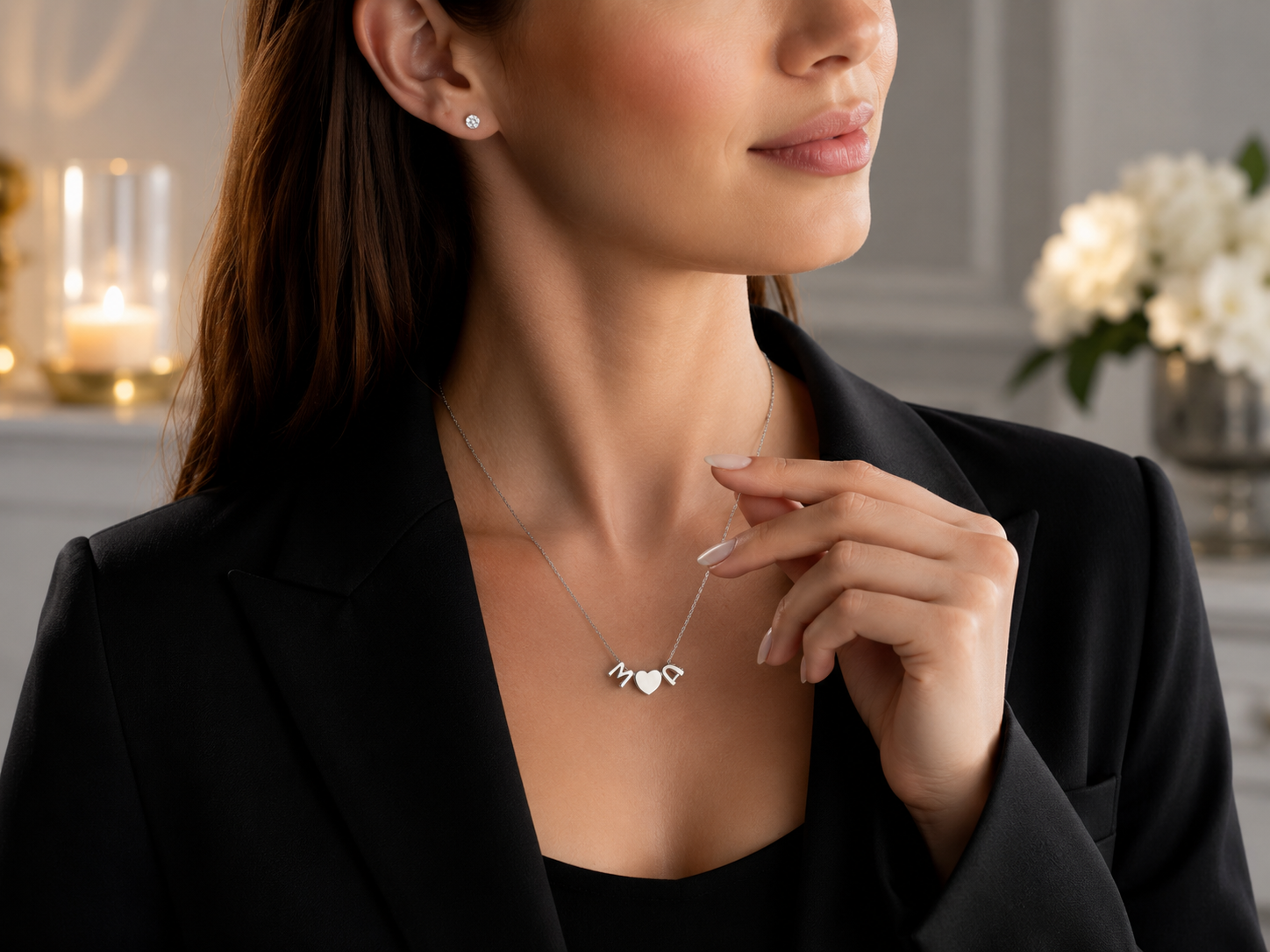 Custom Couple's Initials Heart Necklace