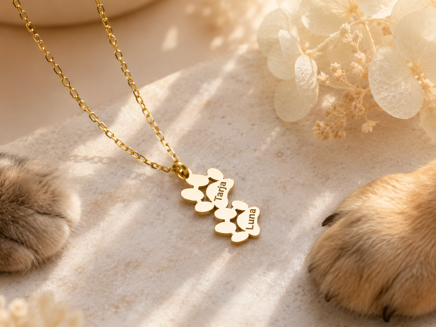 Custom Multi Pet Paw Necklace