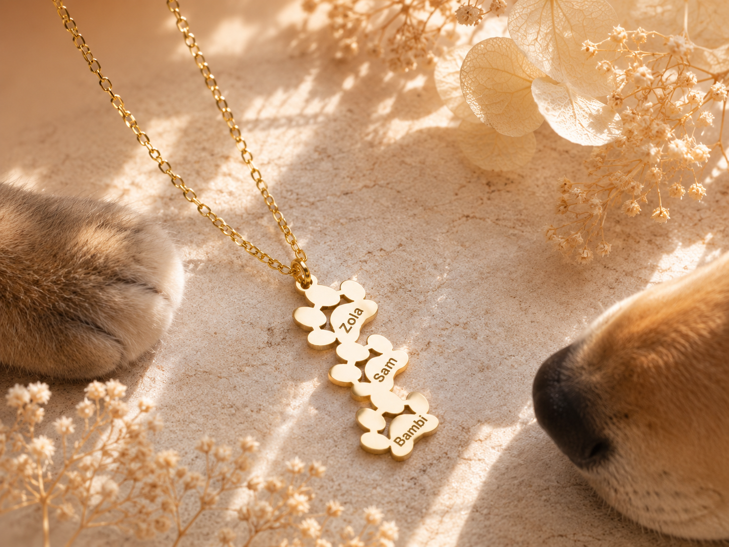 Custom Multi Pet Paw Necklace