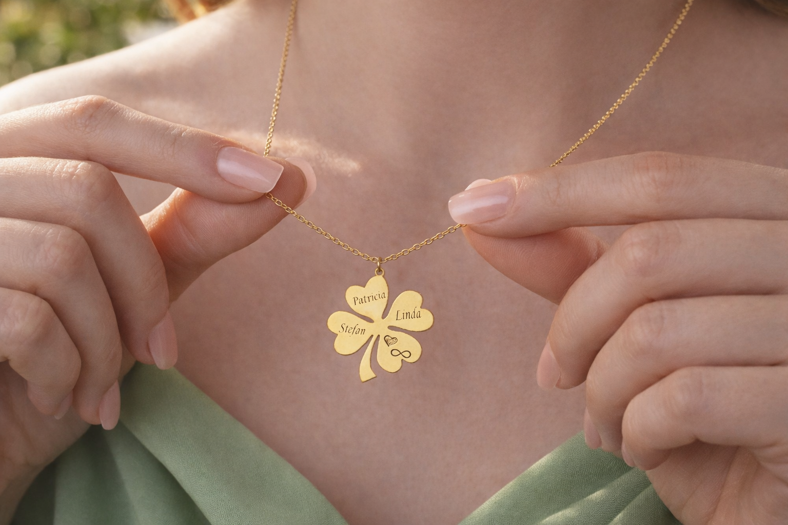 Personalized Four Leaf Clover Family Necklace