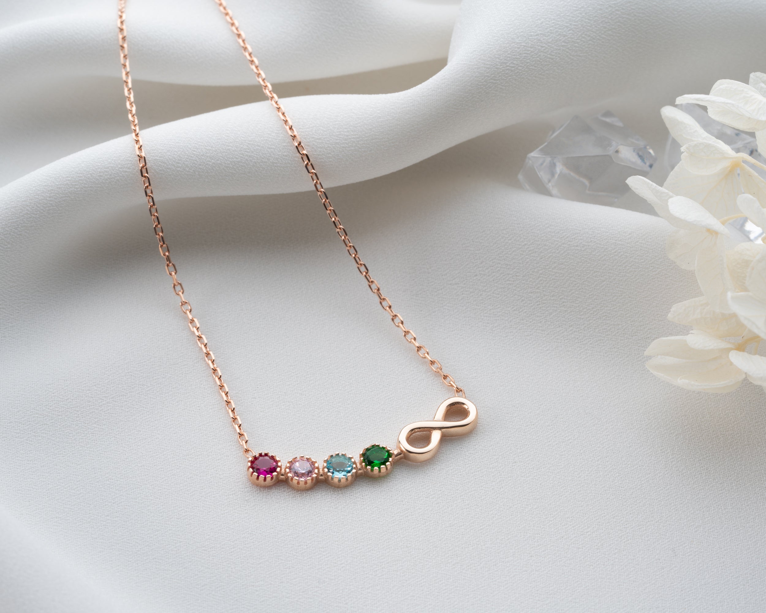 Custom Infinity Birthstone Family Necklace