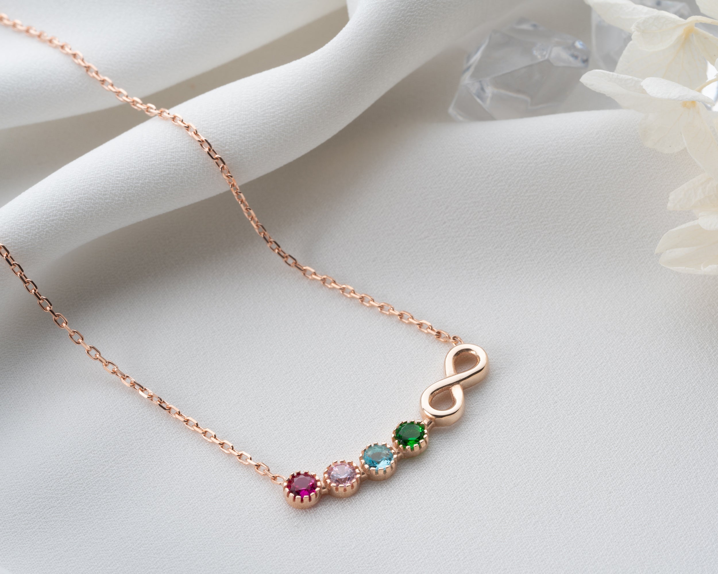 Custom Infinity Birthstone Family Necklace