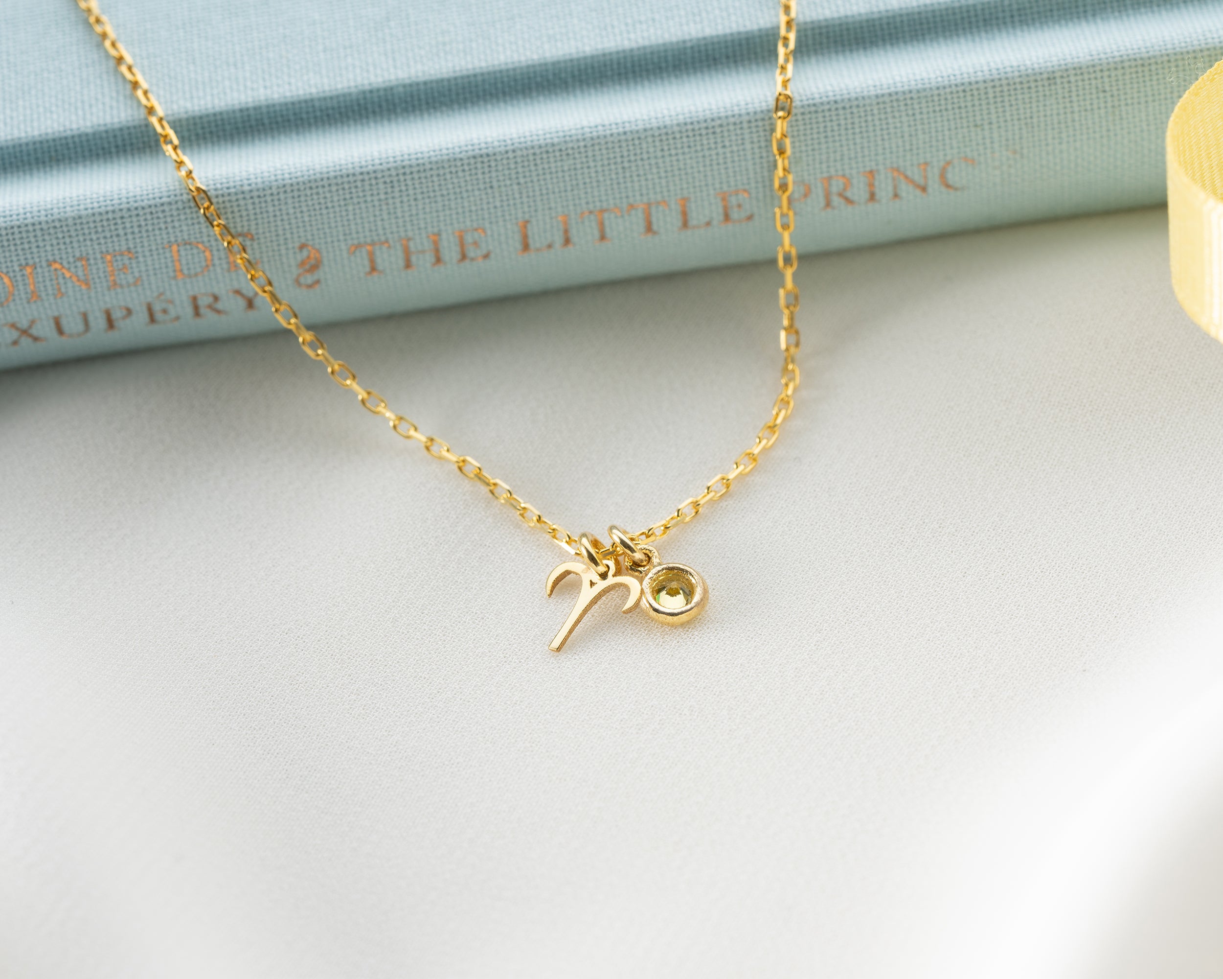 Zodiac Sign and Birthstone Necklace