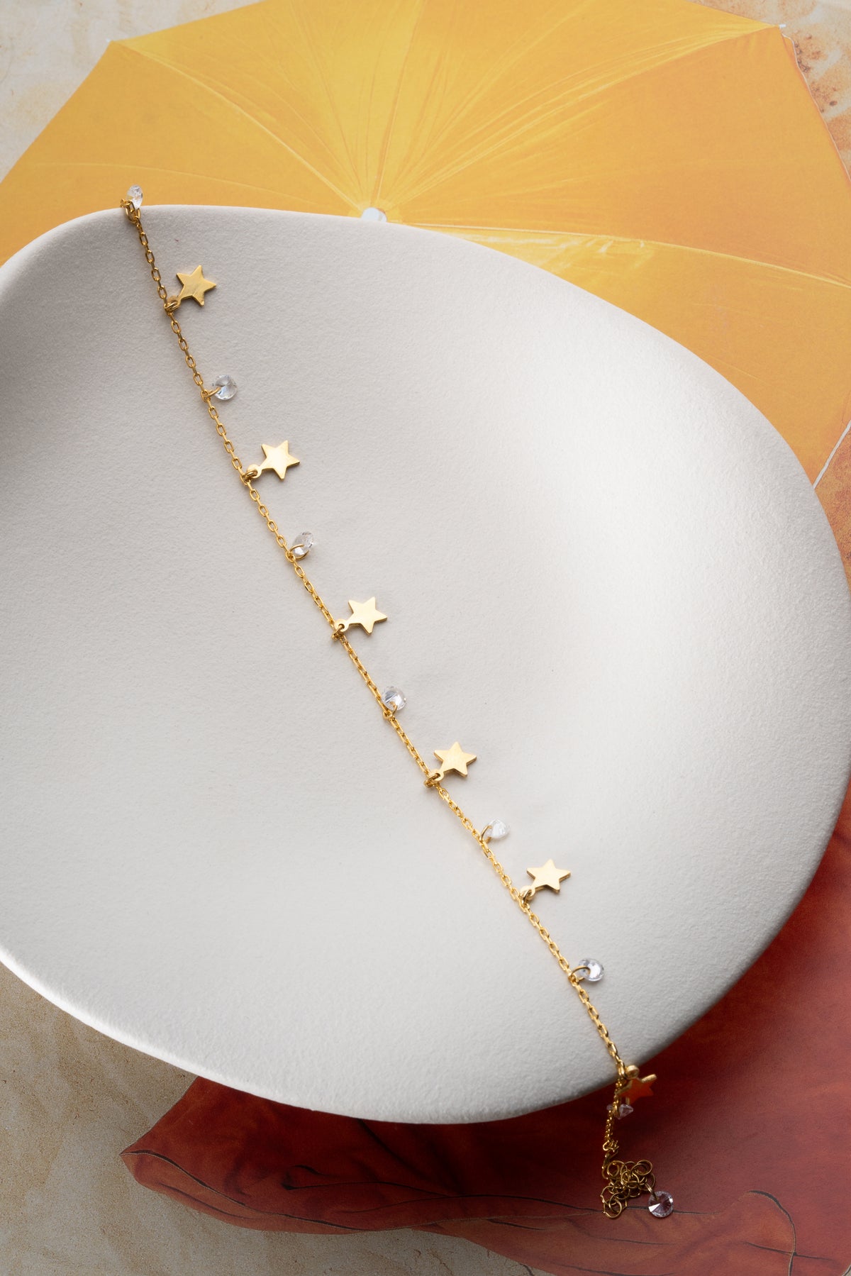 Star Charm Crystal Anklet in Gold