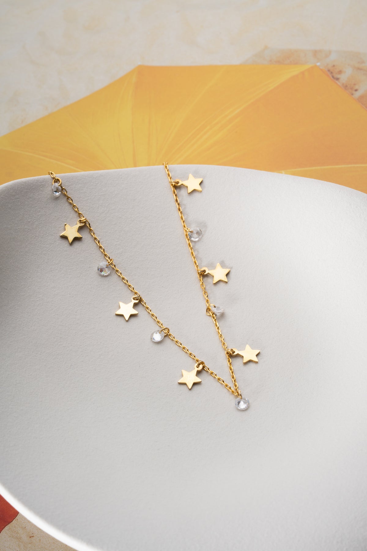 Star Charm Crystal Anklet in Gold