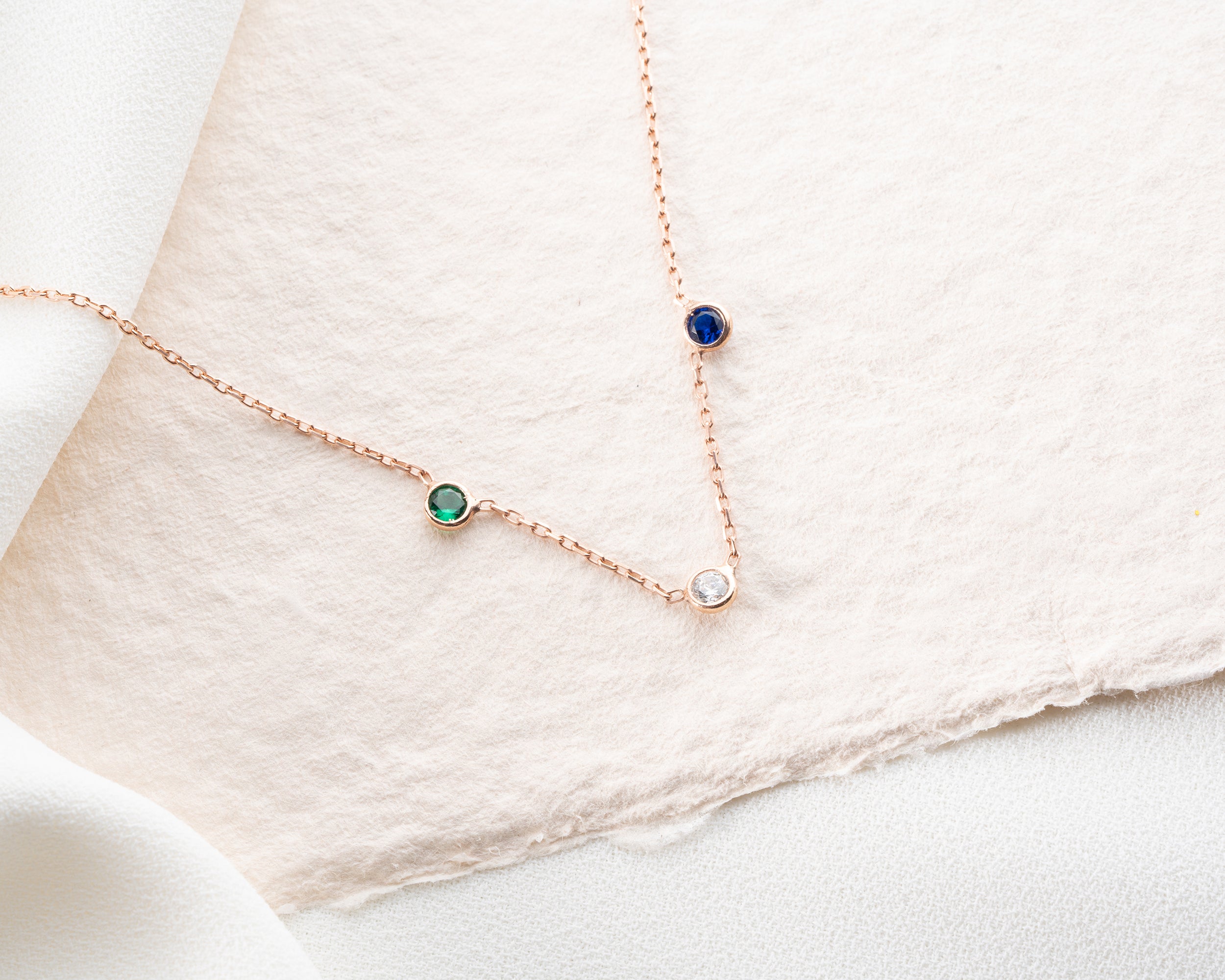 Minimalist Family Birthstone Station Necklace