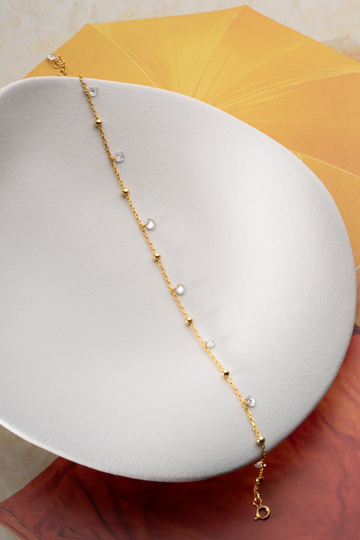 Crystal Dangle Chain Anklet in Gold