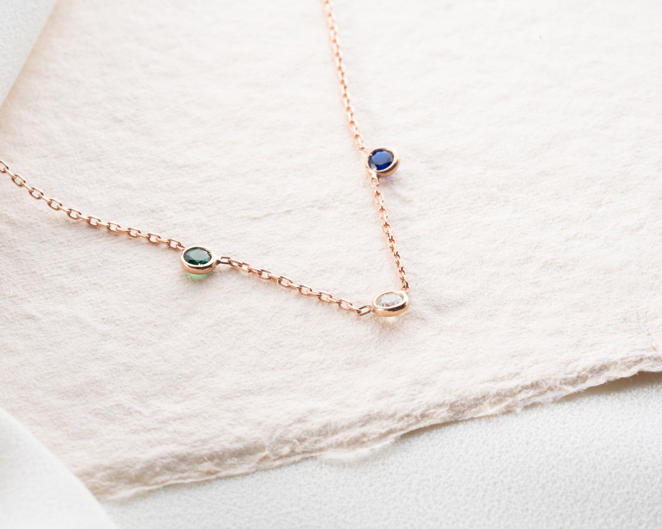 Minimalist Family Birthstone Station Necklace