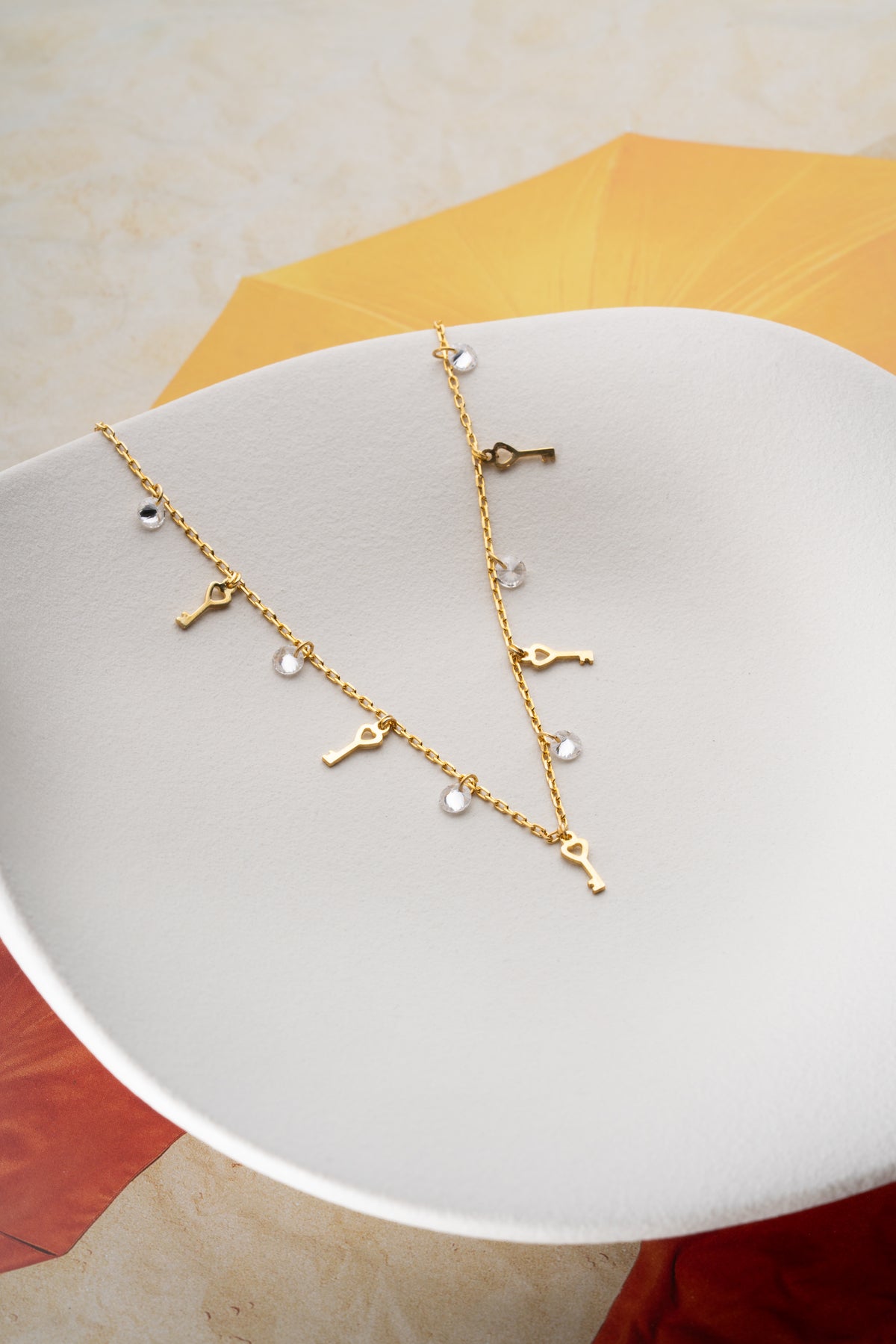 Key Charm Crystal Station Anklet