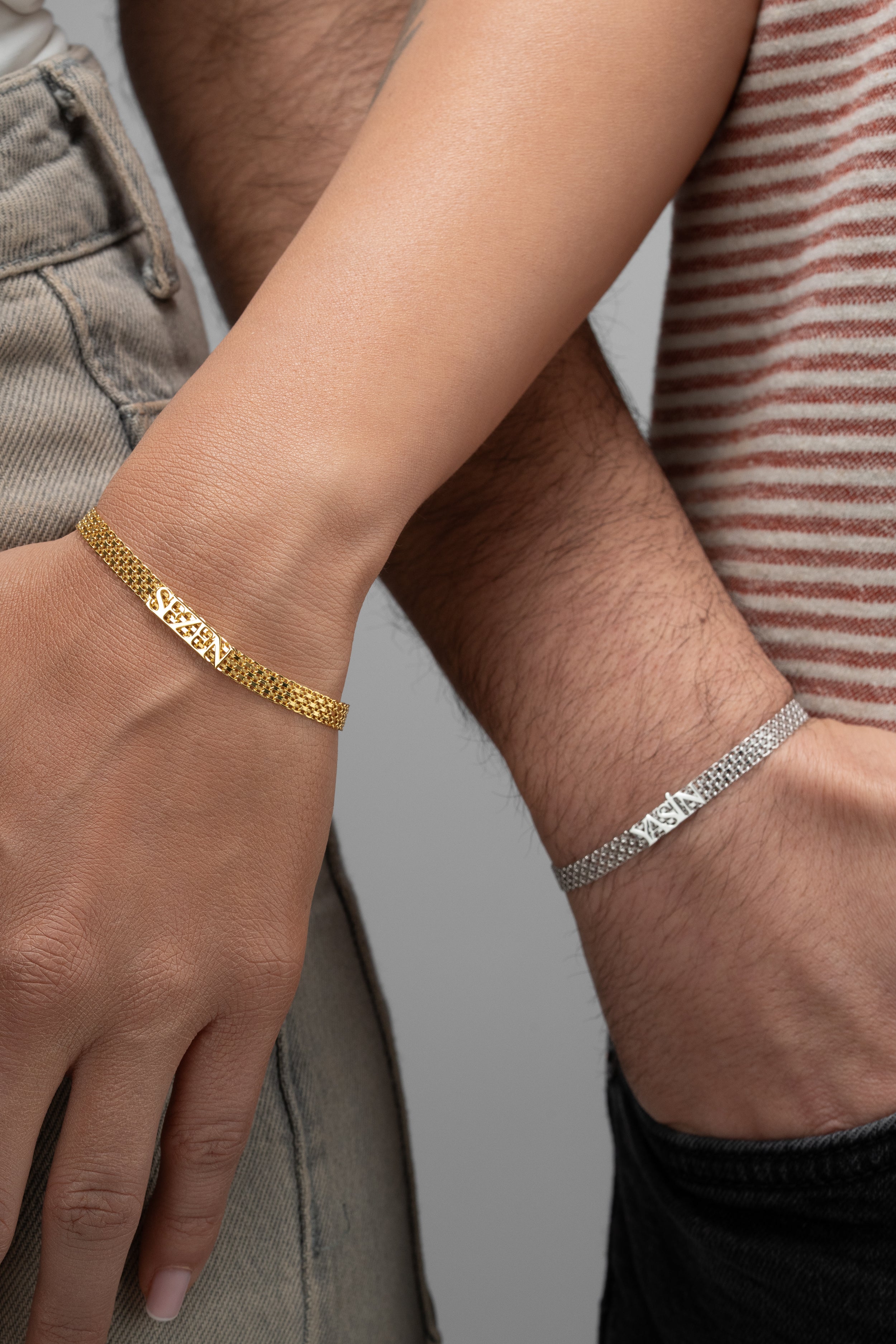 Personalized Couple's Name Chain Bracelets
