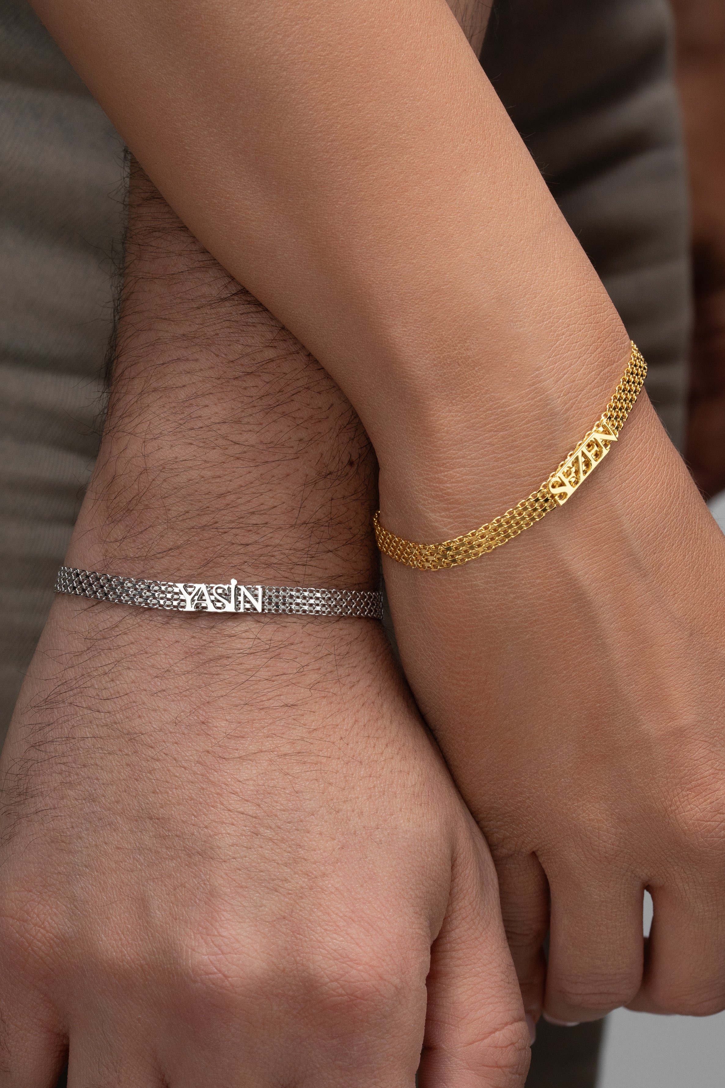 Personalized Couple's Name Chain Bracelets