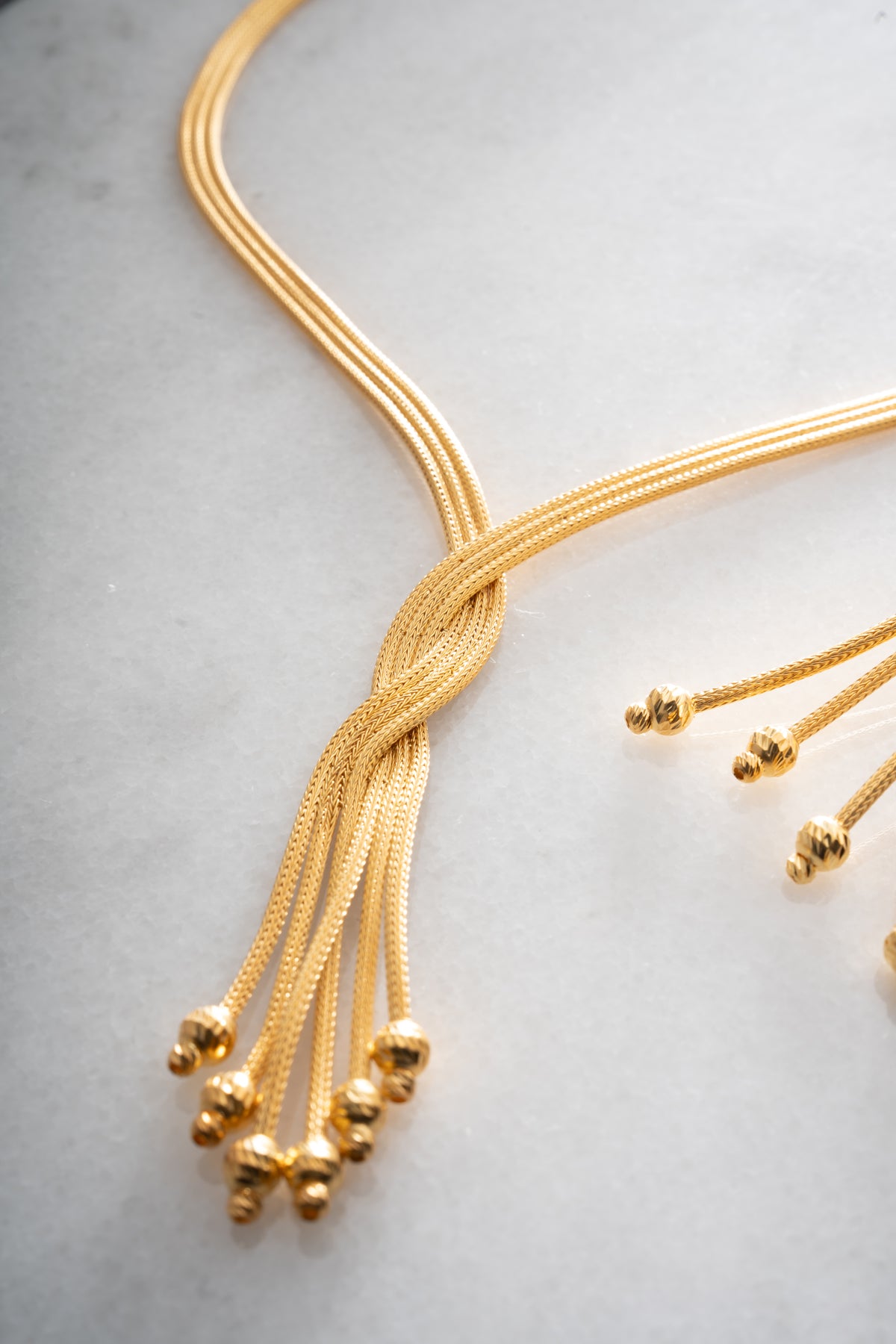 Woven Gold Knot Tassel Jewelry Set