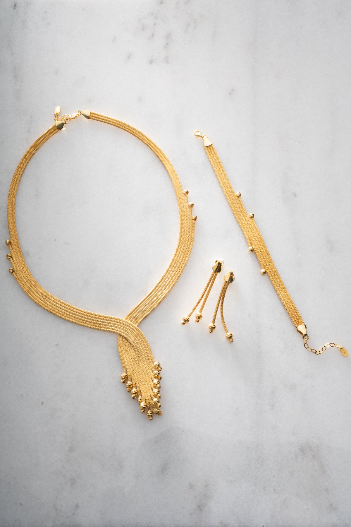 Woven Gold Tassel Jewelry Set
