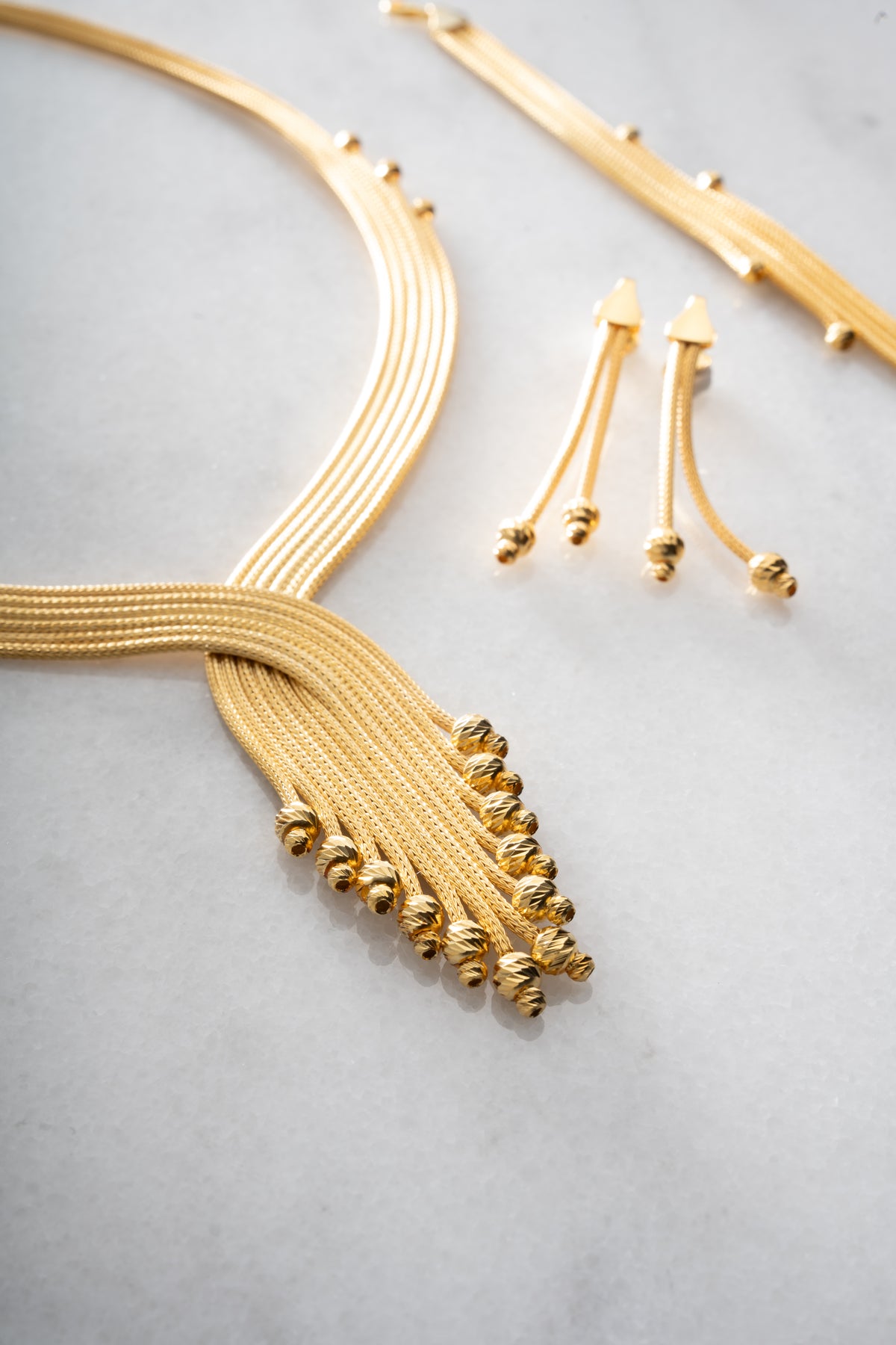 Woven Gold Tassel Jewelry Set