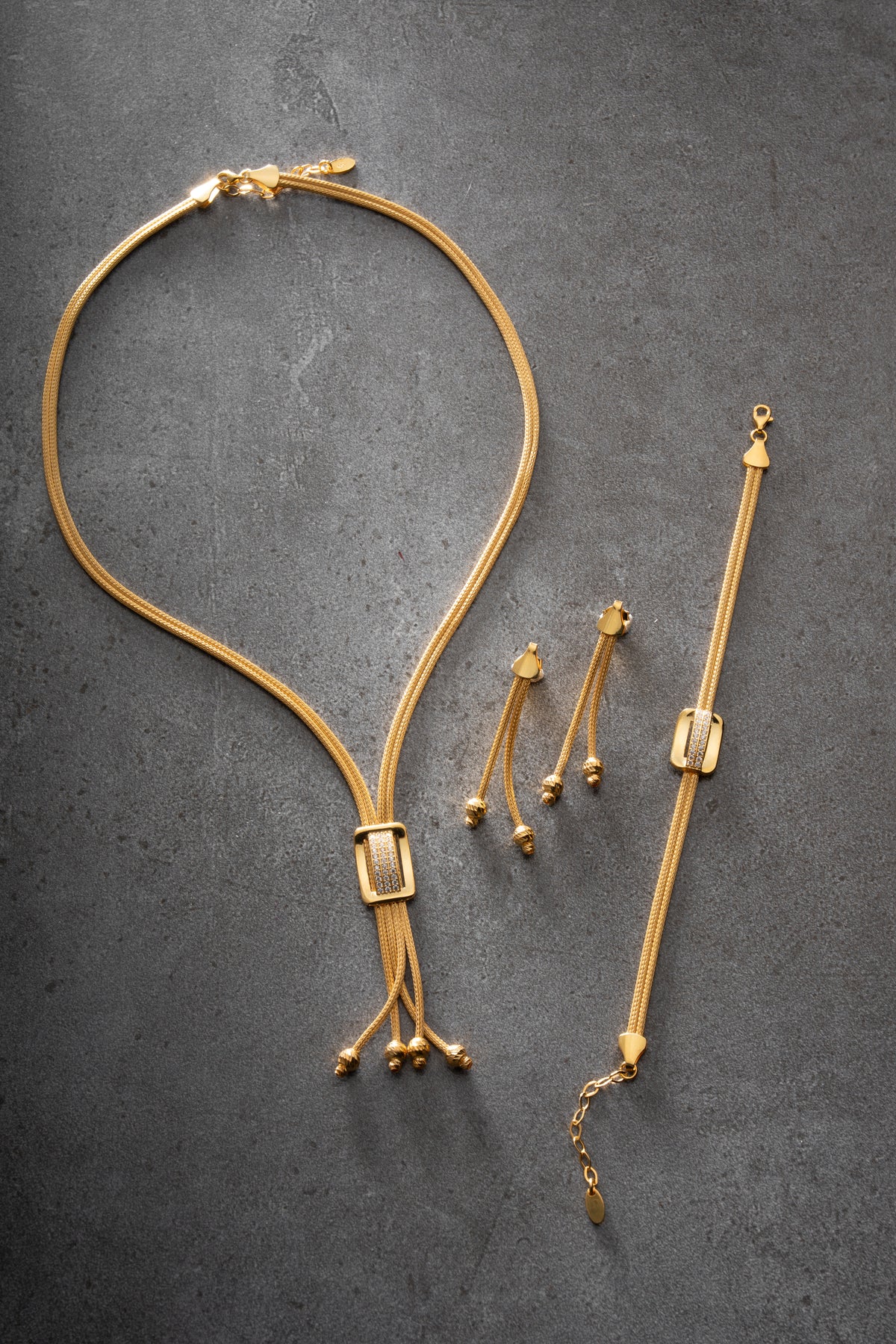 Woven Gold Chain Tassel Jewelry Set