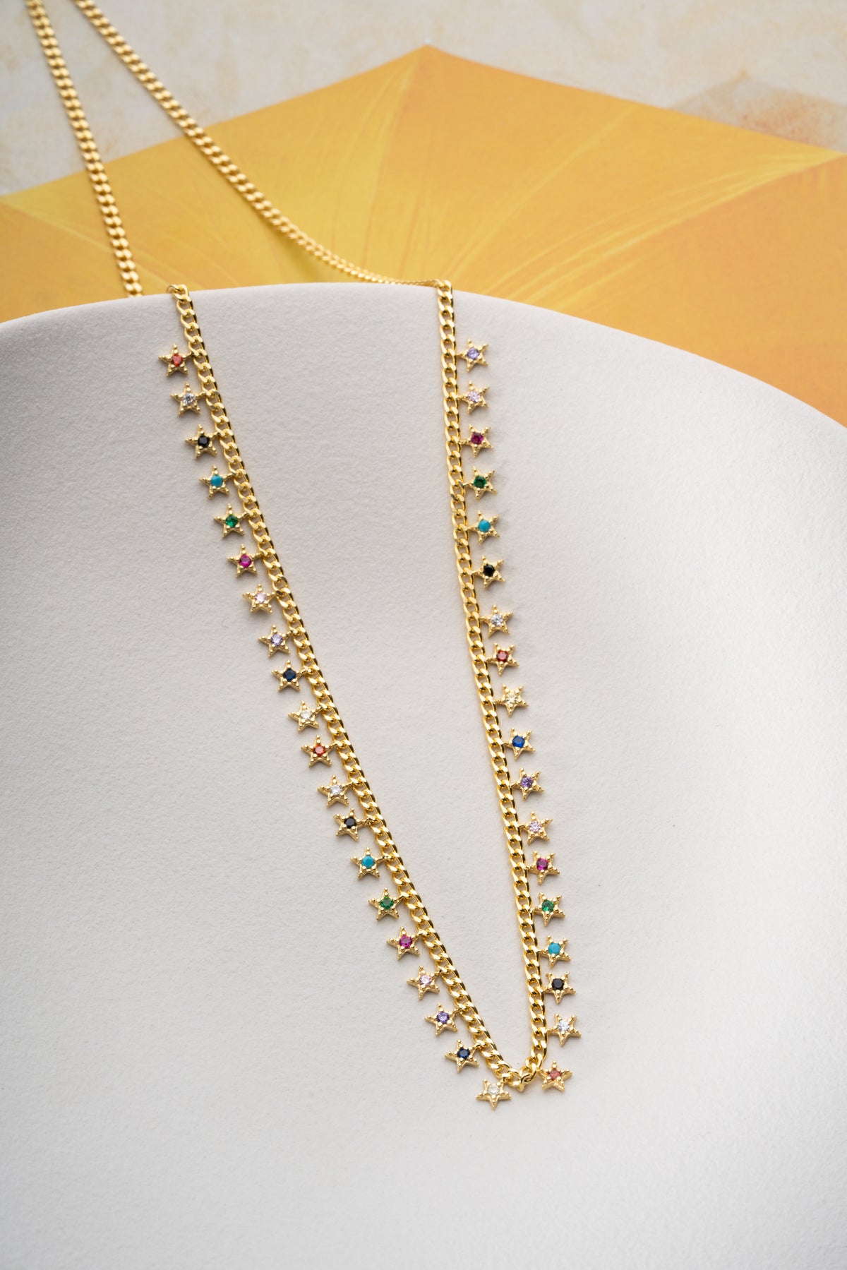Rainbow Star Charm Necklace in Gold