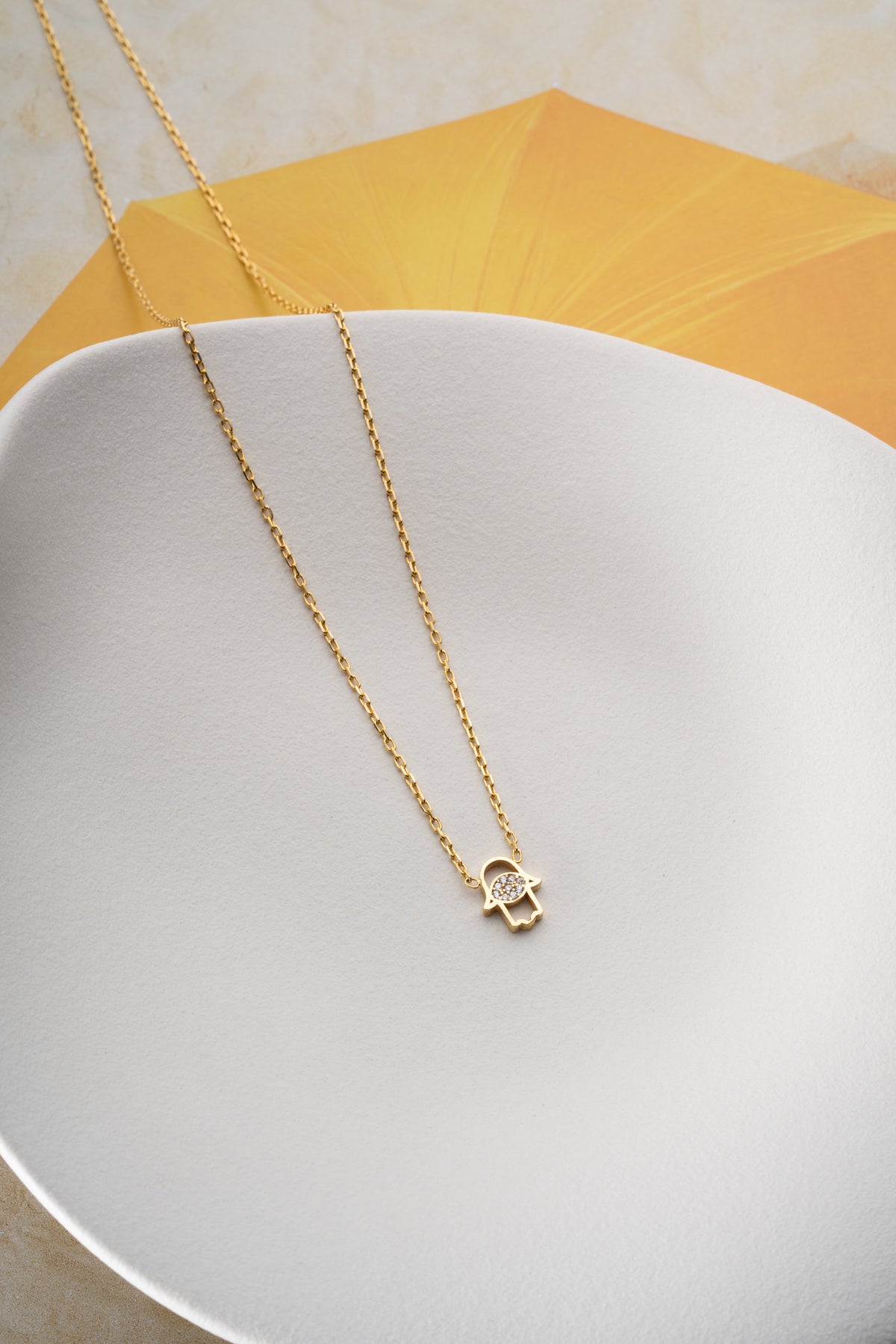 Hamsa Hand Pave Pendant Necklace